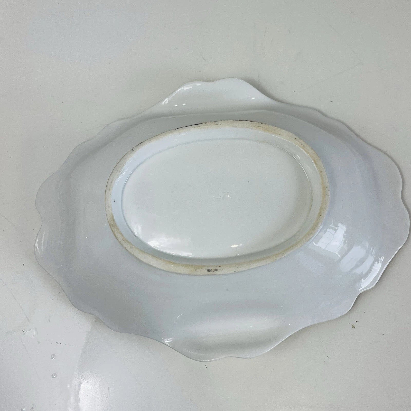 Royal Worcester Style Eve Sham Gold Eared Oval Tray Platter Accent Decorative