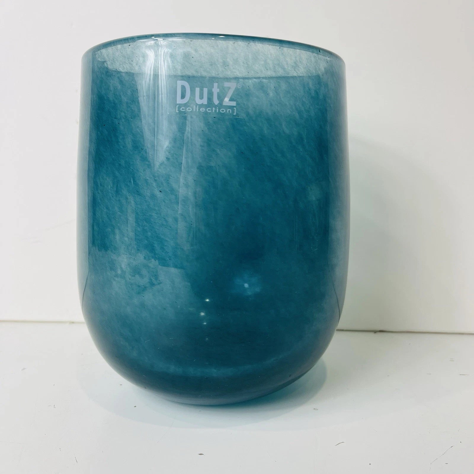 Dutz Mouth Blown Contemporary Turquoise Blue European Studio Art Glass Cup