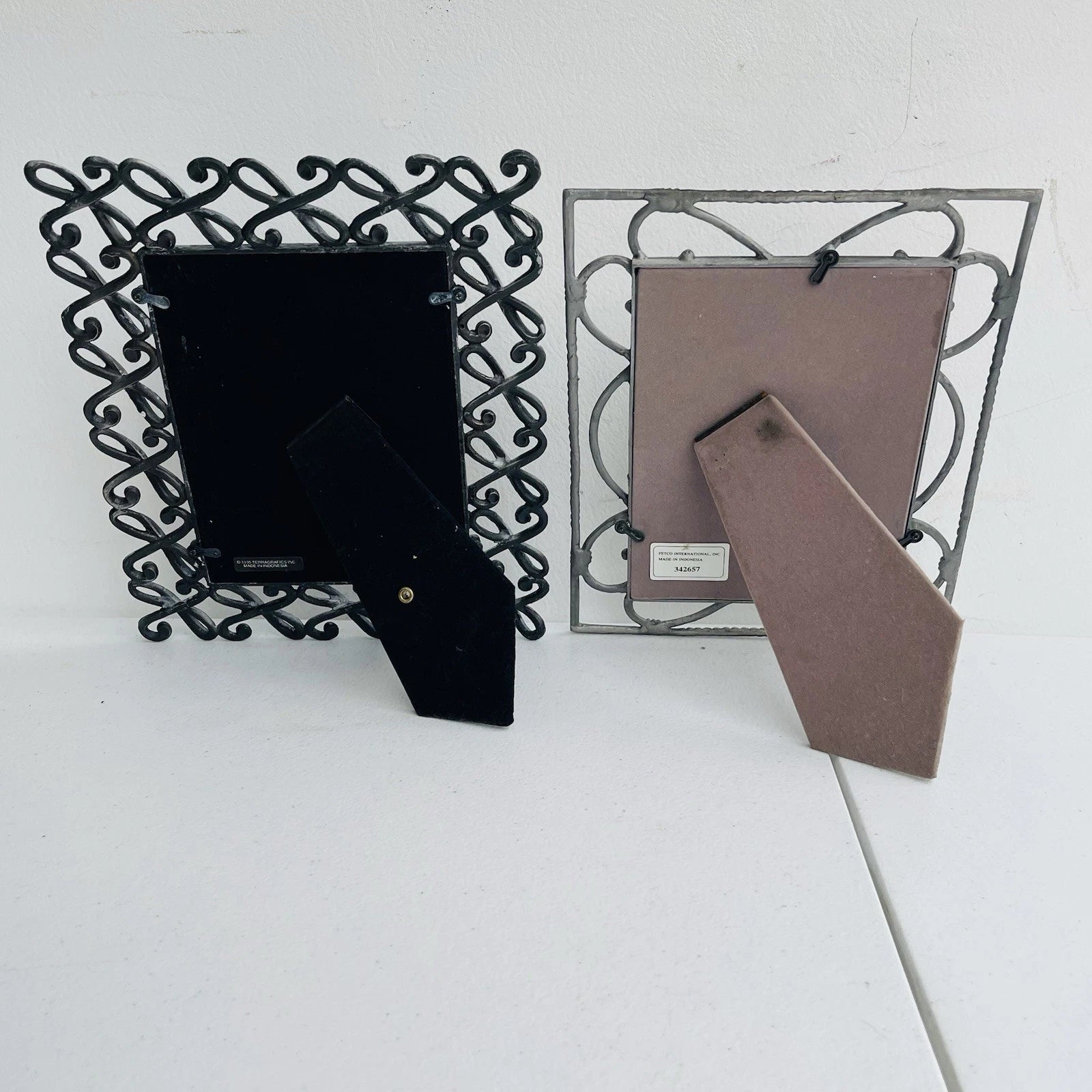 Decorative Metal Photo Frames Set Of 2 Free Standing Accent Home Office Decor