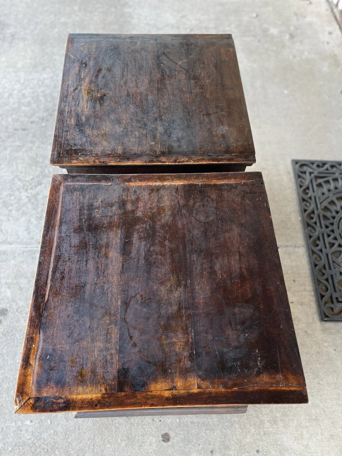 Pair of Vintage El Paso Import Co Wood Nightstands with Iron Accents
