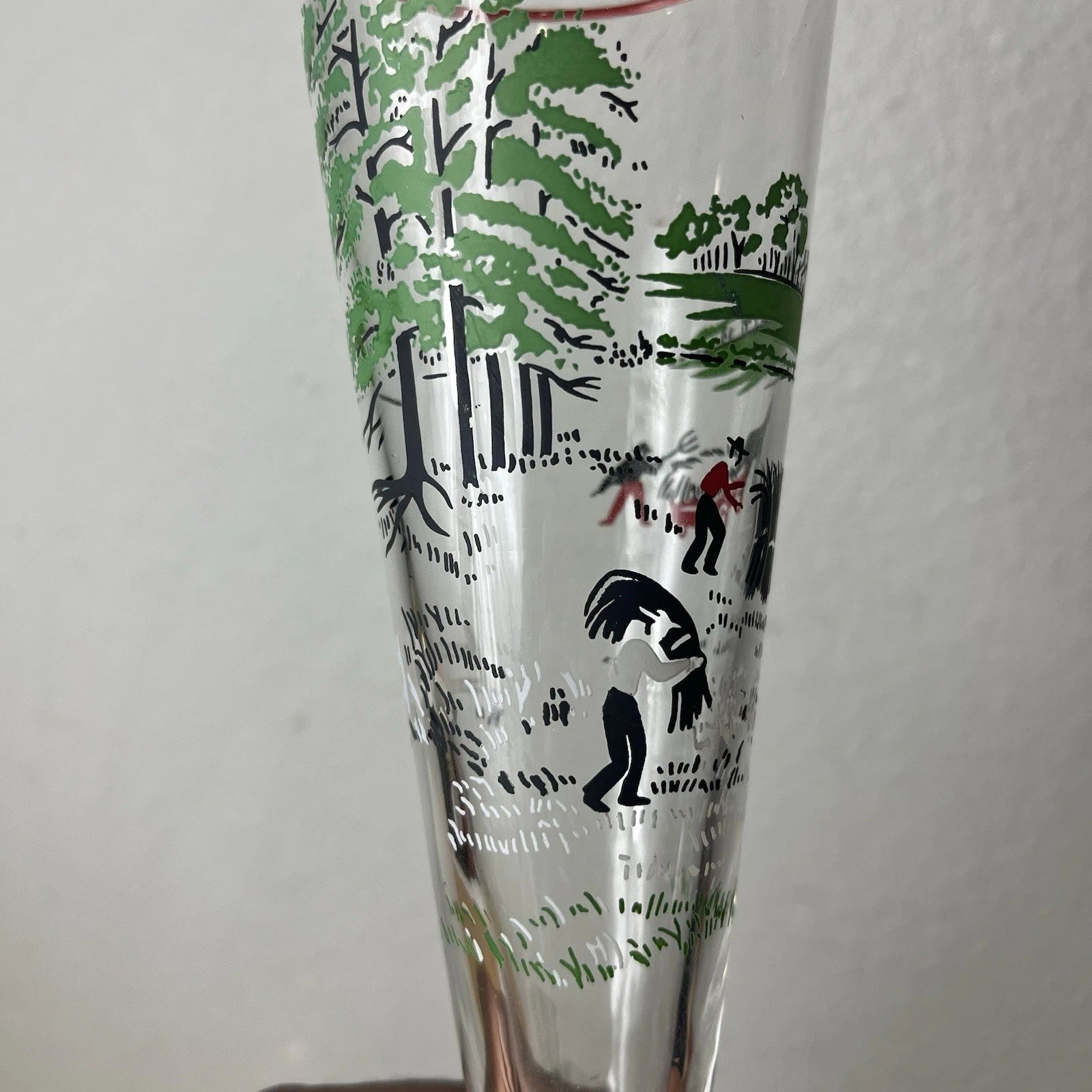 Set Of 4 Libbey Pilsner Glasses Barware Farm Currier & Ives Vintage Holiday