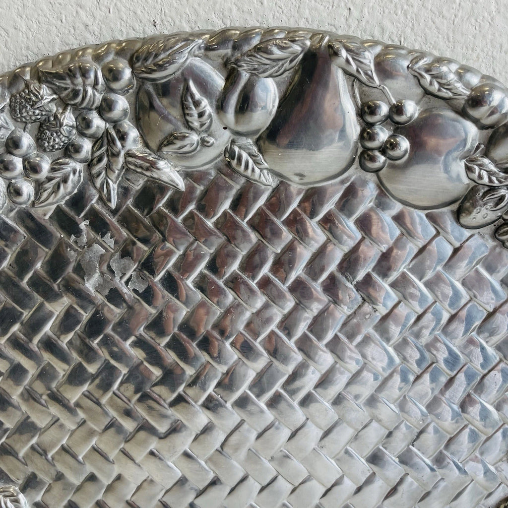 Lenox Grape Weave Handled Serving Platter: Pewter Metal Alloy