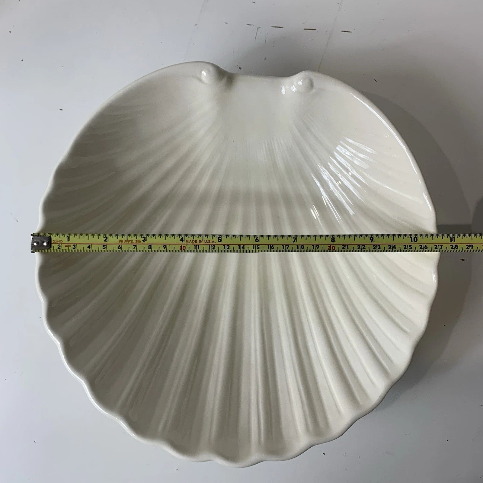 Ceramic Clam Seashell Chip Server Bowl White Vintage MCM
