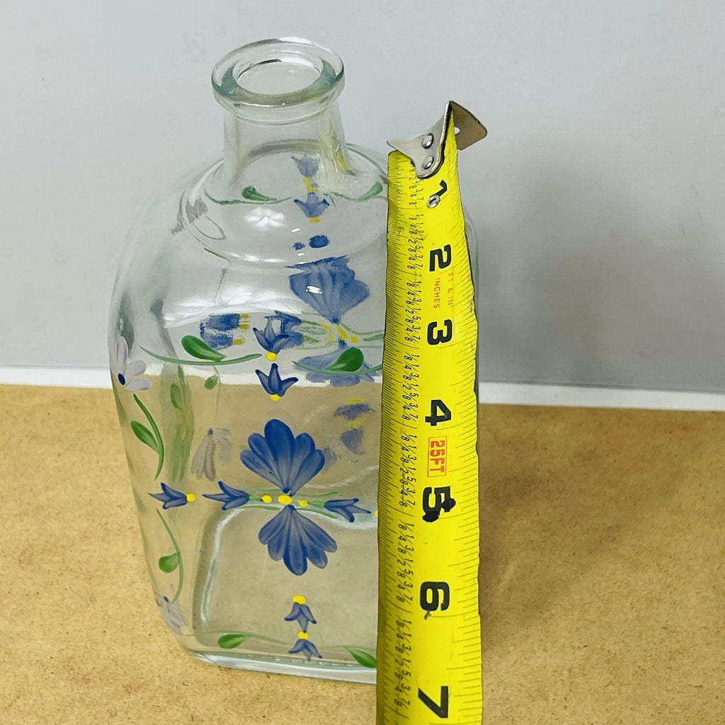 Casafina Hand-Painted Glass Flower Decanter with Cork Stopper, Made in Portugal.