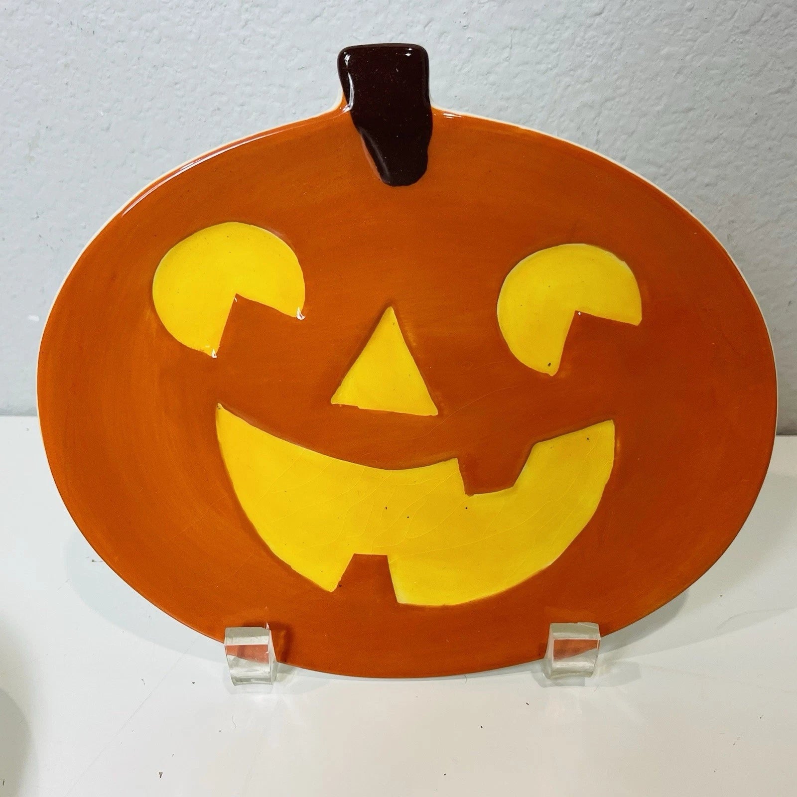 Vintage Boston Warehouse Jack-O-Lantern Shaped Snack Plate Serving Set Of 4