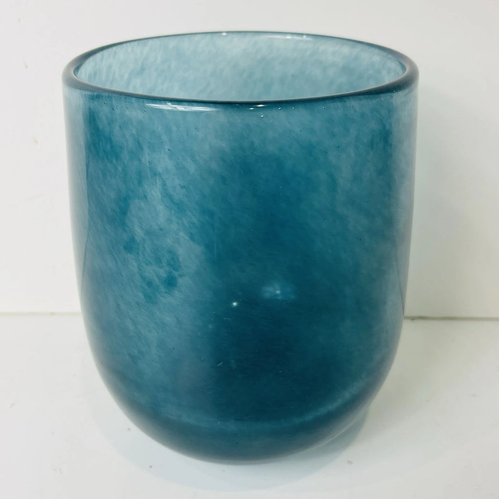 Dutz Mouth Blown Contemporary Turquoise Blue European Studio Art Glass Cup