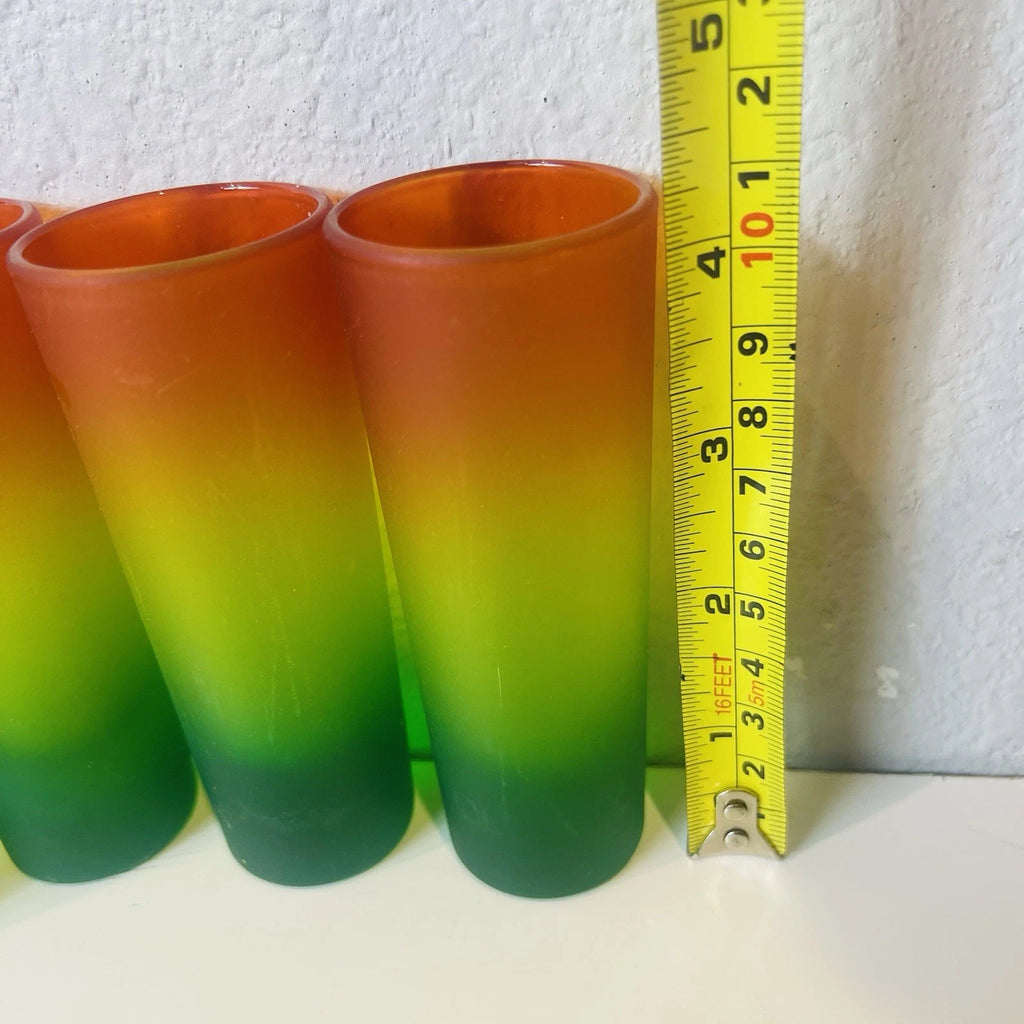 Set of 6 Mid Century Modern Yellow Green Orange Beverage Shot Glasses Party Serverware