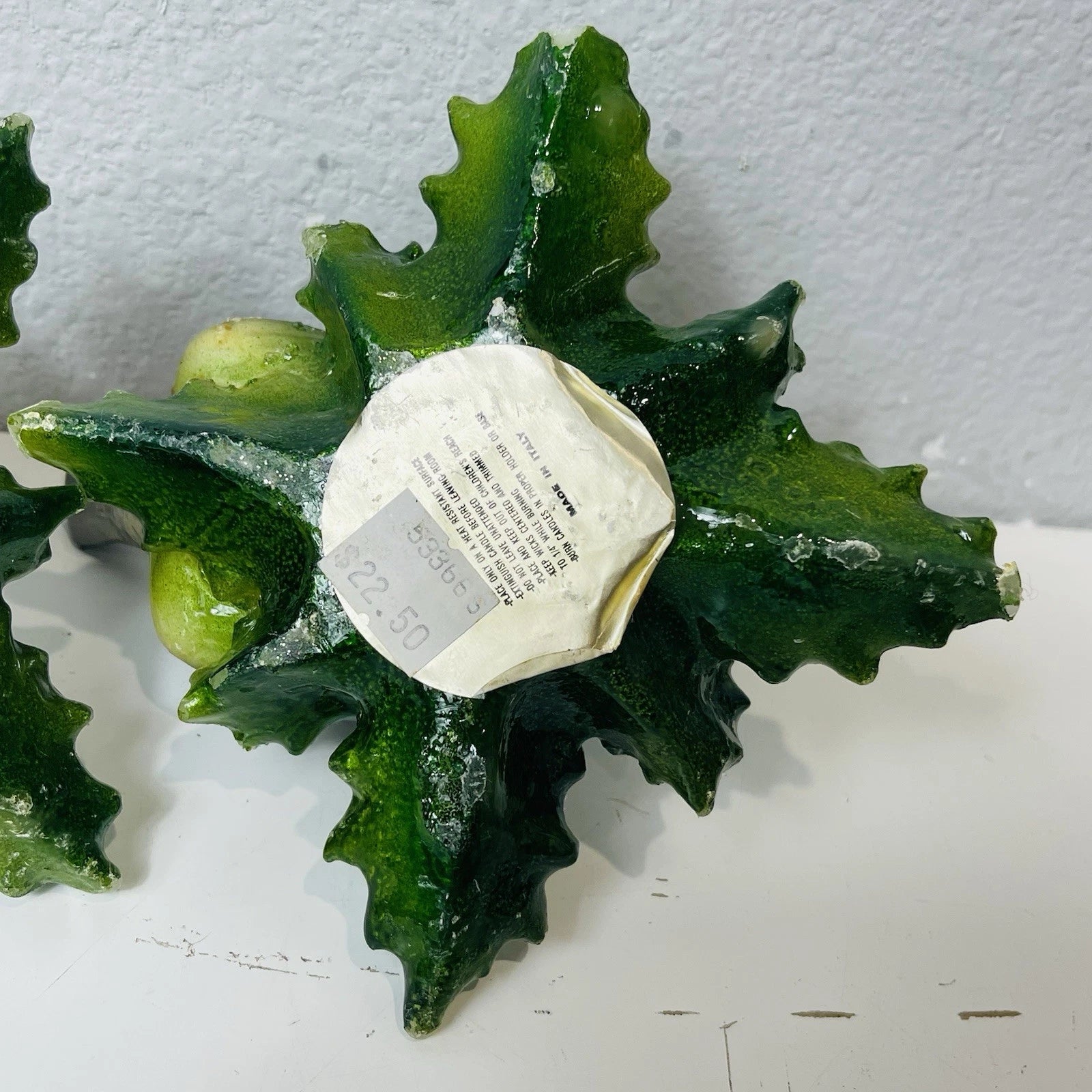 Set Of 2 Bird Candles Hand Painted with Christmas Holly Leaves and Berries