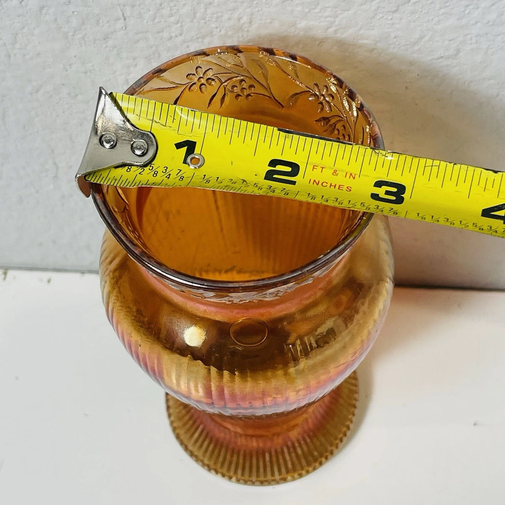 Carnival Marigold Vase Prism & Daisy Band 6-1/4" Vase VGC  Arts Crafts "As is"