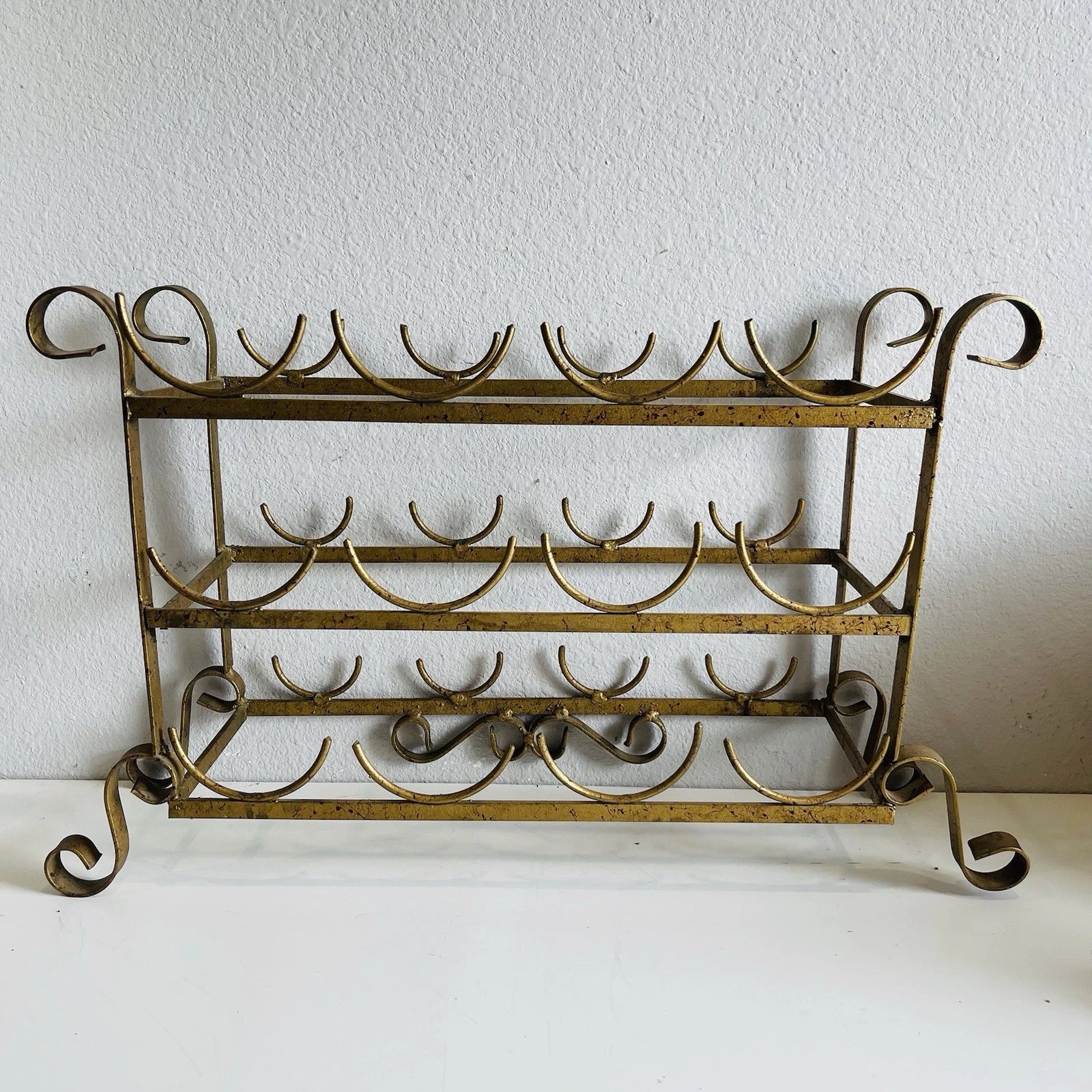 Counter Top Metal Bottle Wine Rack Shelf Multipurpose Accent Home Office Decor