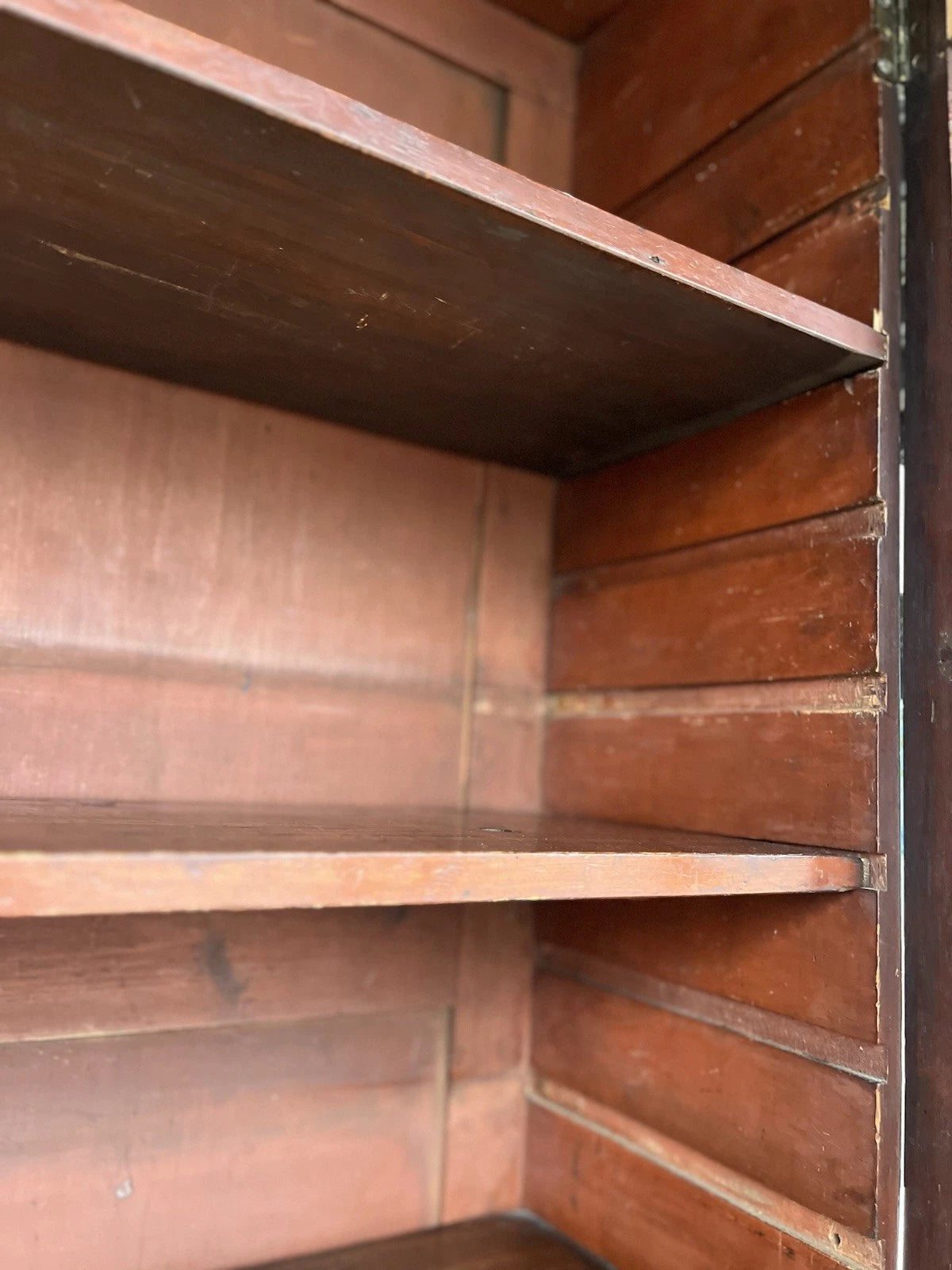 Antique Mahogany Bookcase Cabinet with Leaded Glass Doors