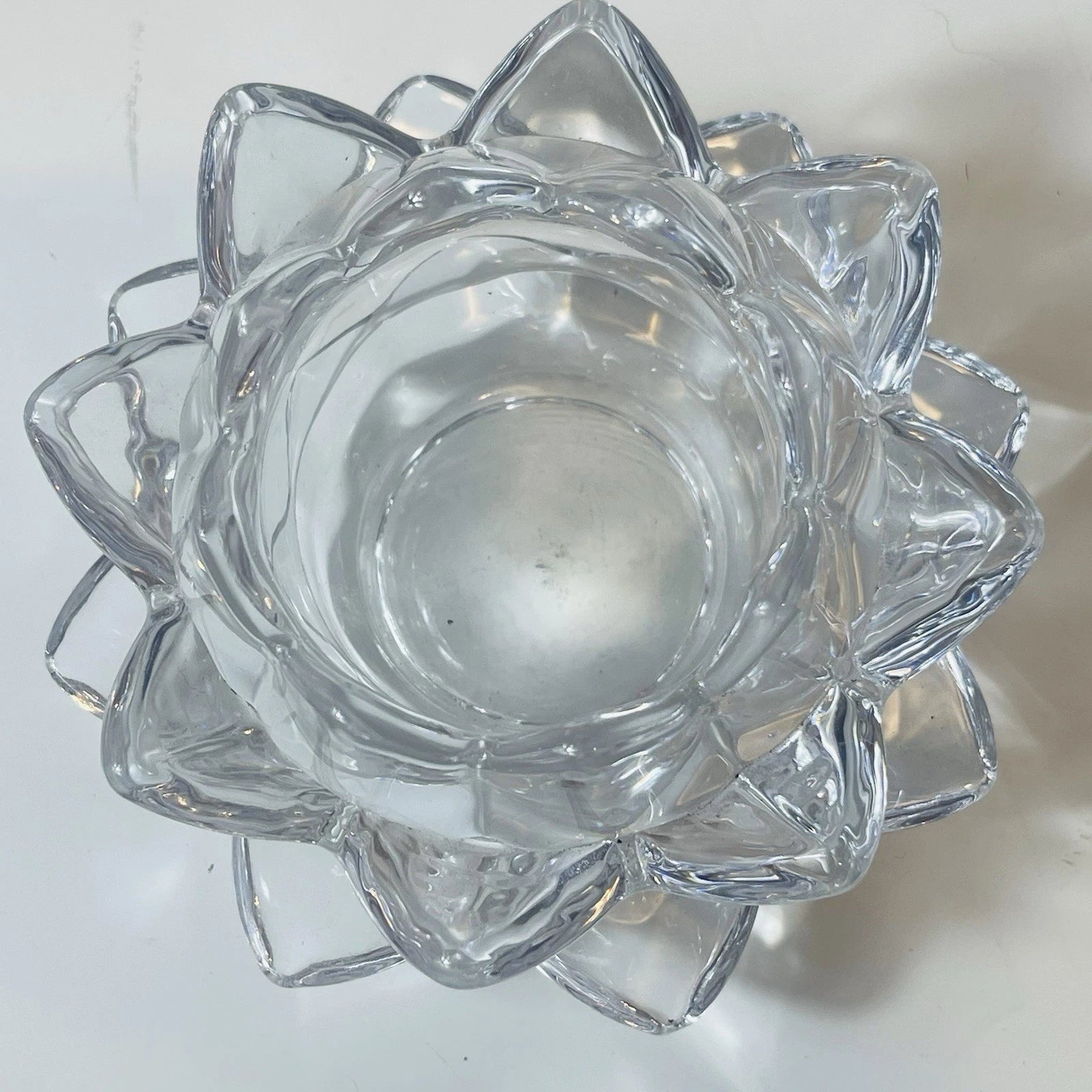 Crystal Lotus Water Lily Faceted Candle Holder Unmarked Home Office AccentDecor