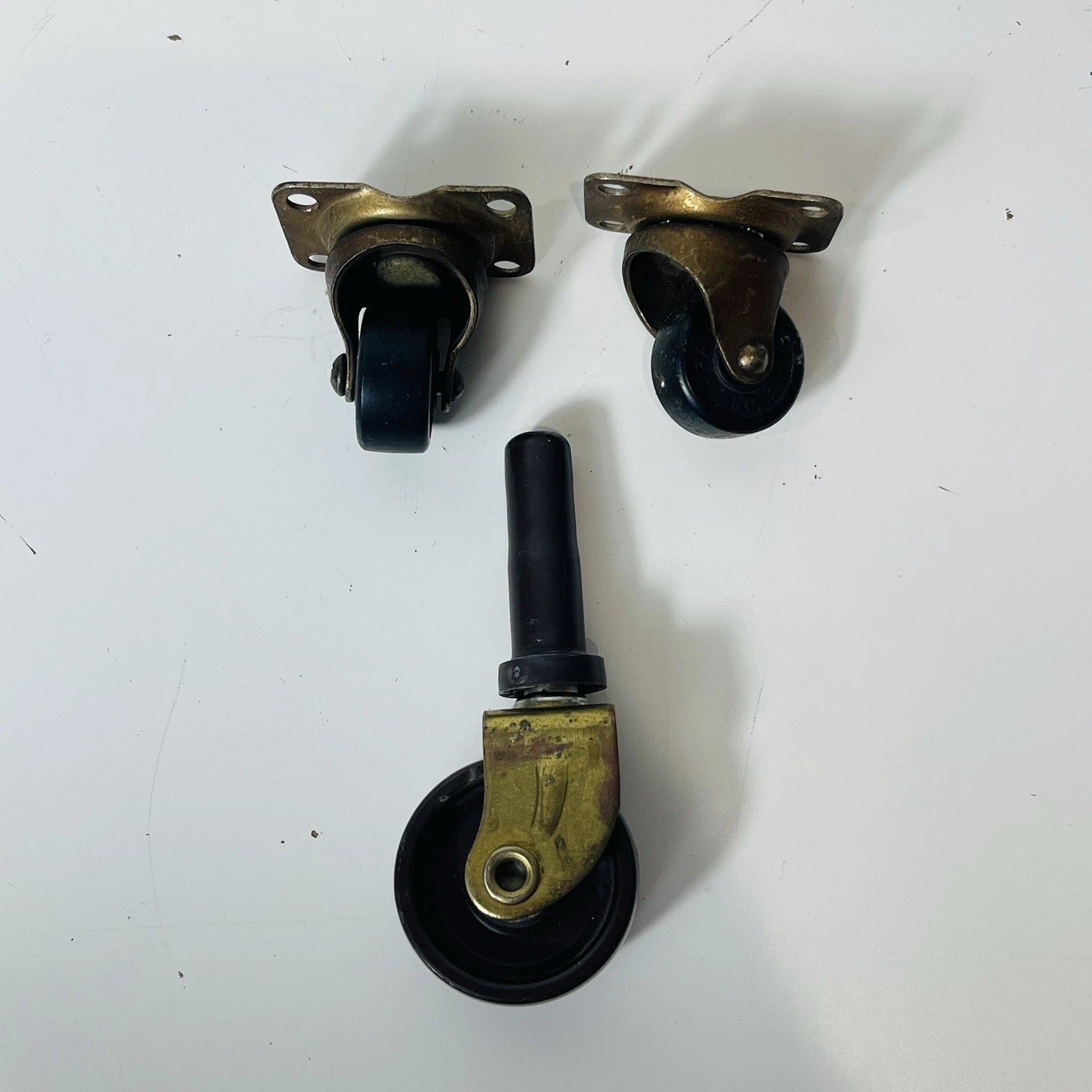 Heavy-Duty Swivel Caster Set: 3 Rubber Wheels on Stem - Mix & Match Options