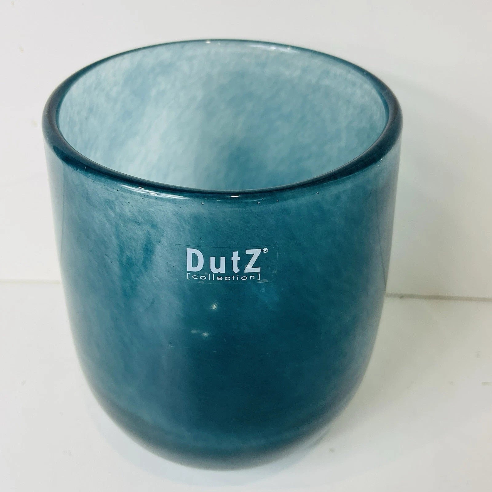 Dutz Mouth Blown Contemporary Turquoise Blue European Studio Art Glass Cup