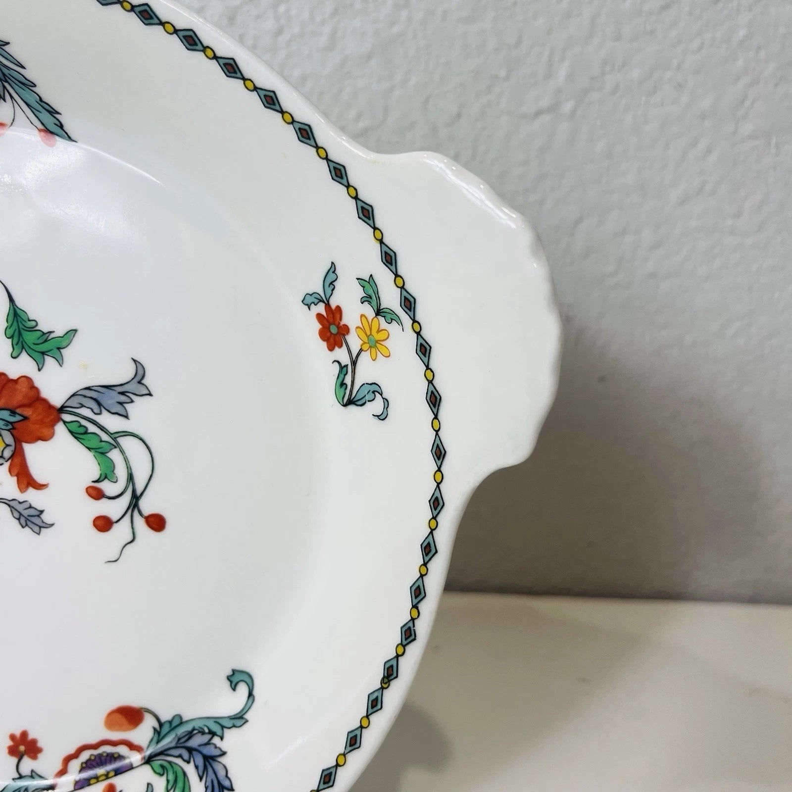 Vintage Porcelaine de Paris Pavot Plate With Handles Multicolor Floral Decor