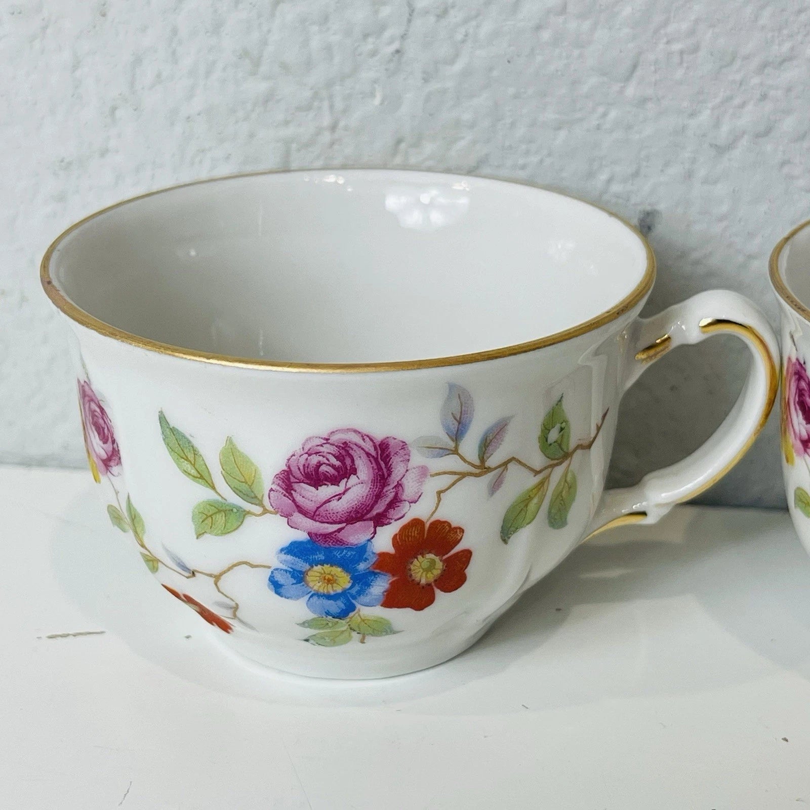 Vintage Bavarian-Style Pink Rose Teacups from Western Germany (Set of 2) - Home Decor.