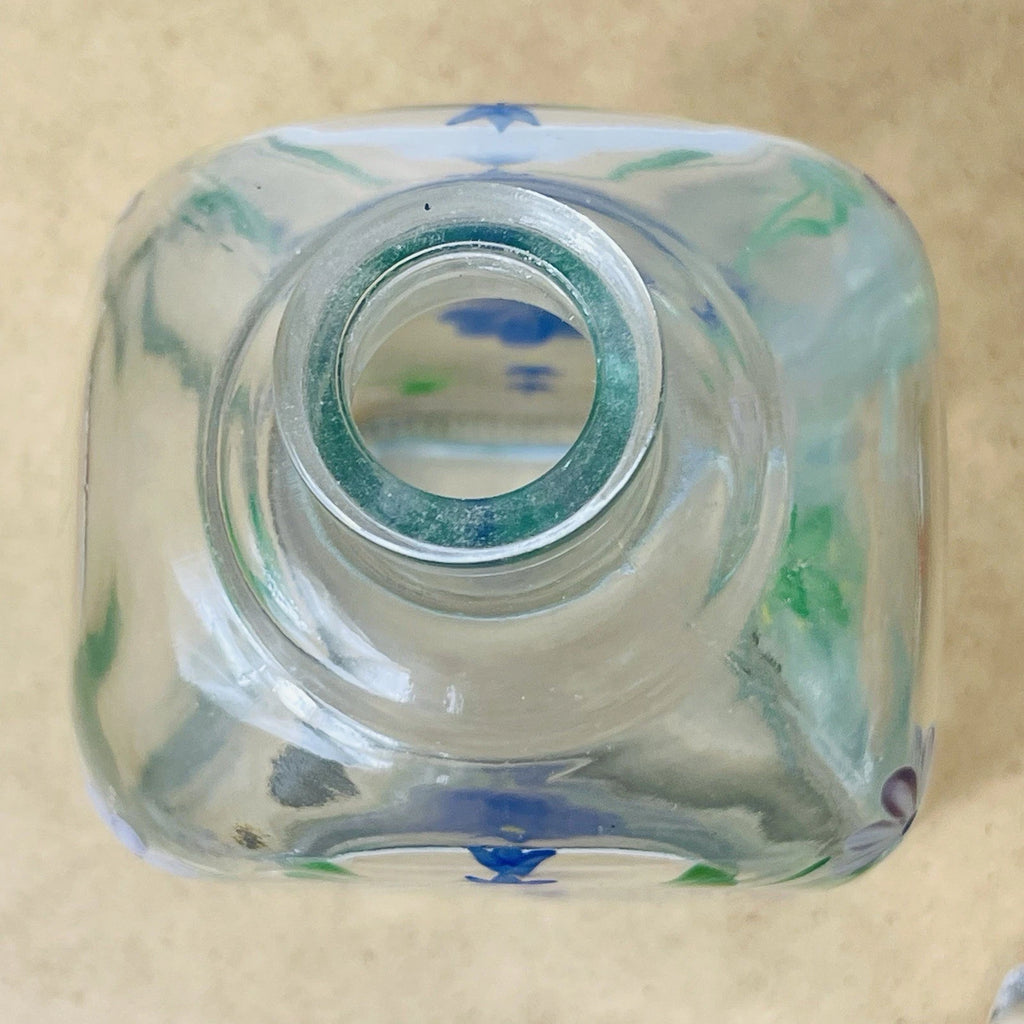Casafina Hand-Painted Glass Flower Decanter with Cork Stopper, Made in Portugal.