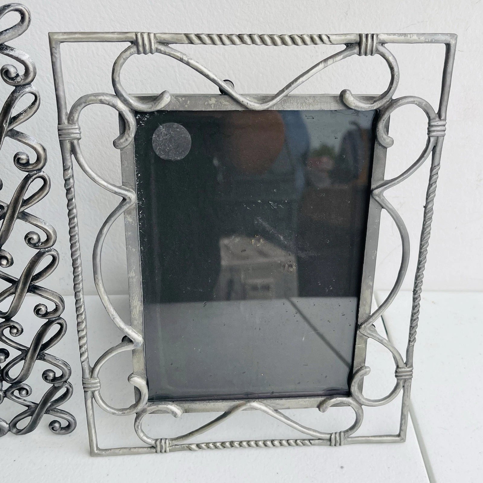 Decorative Metal Photo Frames Set Of 2 Free Standing Accent Home Office Decor