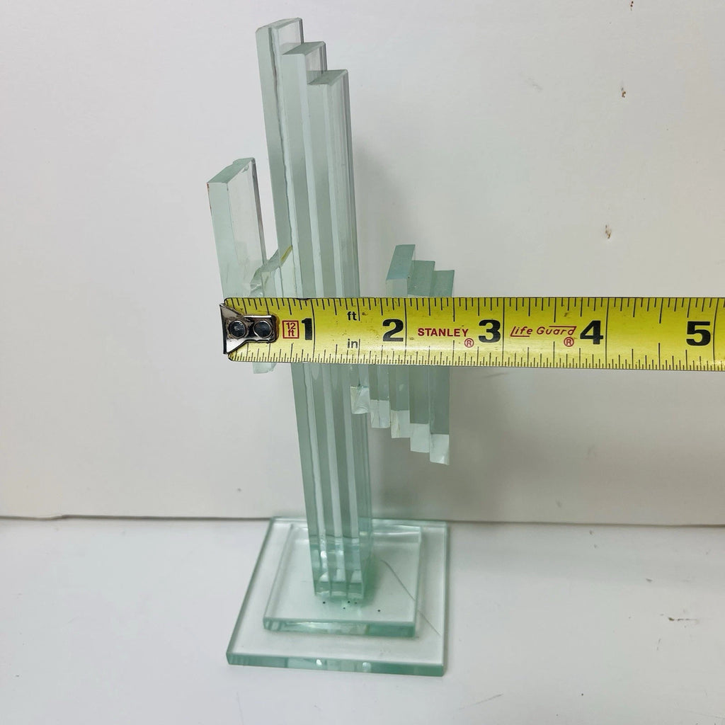 Stacked Art Glass Clear Cactus Figurine Sculpture Southwest Folk Art Statue Deco