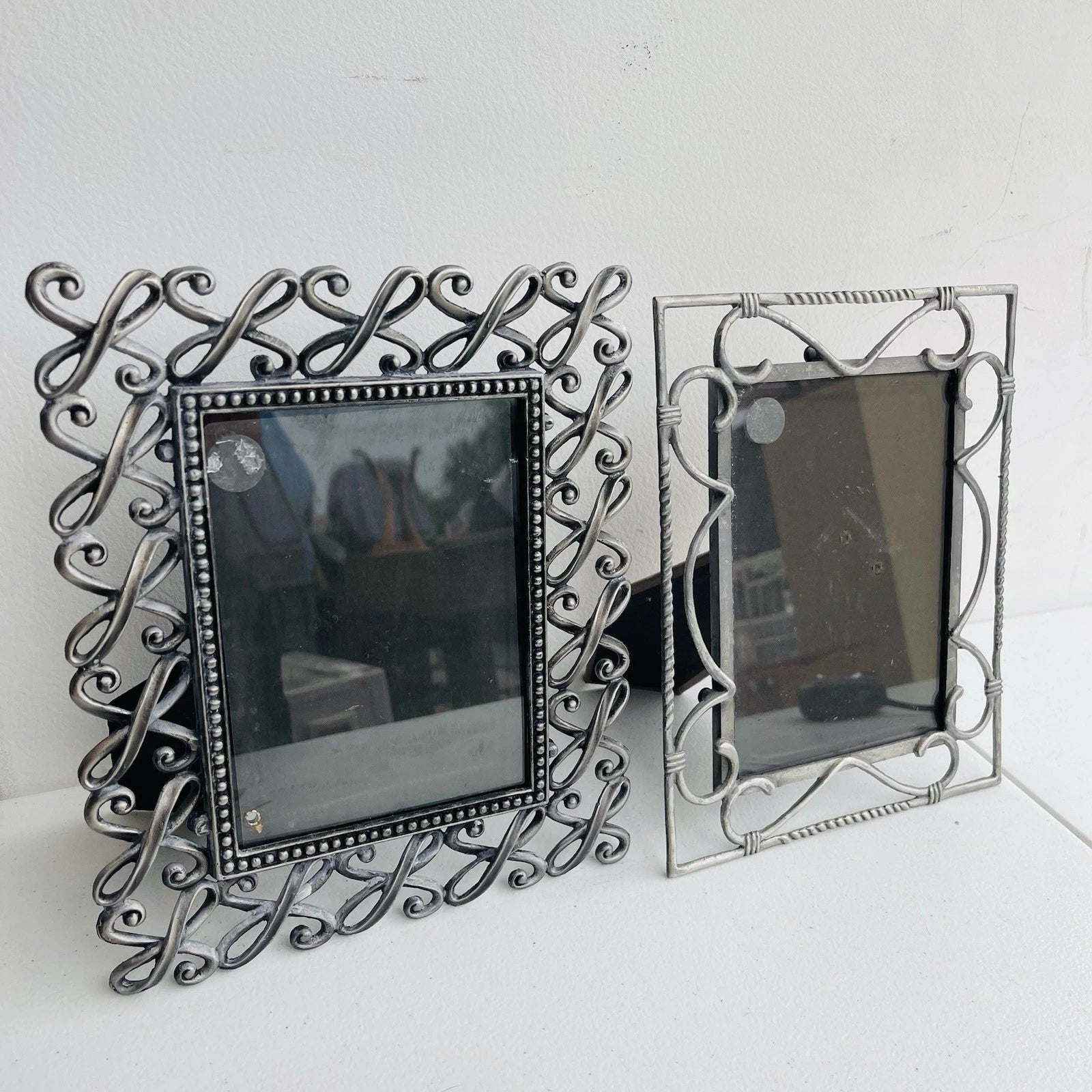 Decorative Metal Photo Frames Set Of 2 Free Standing Accent Home Office Decor