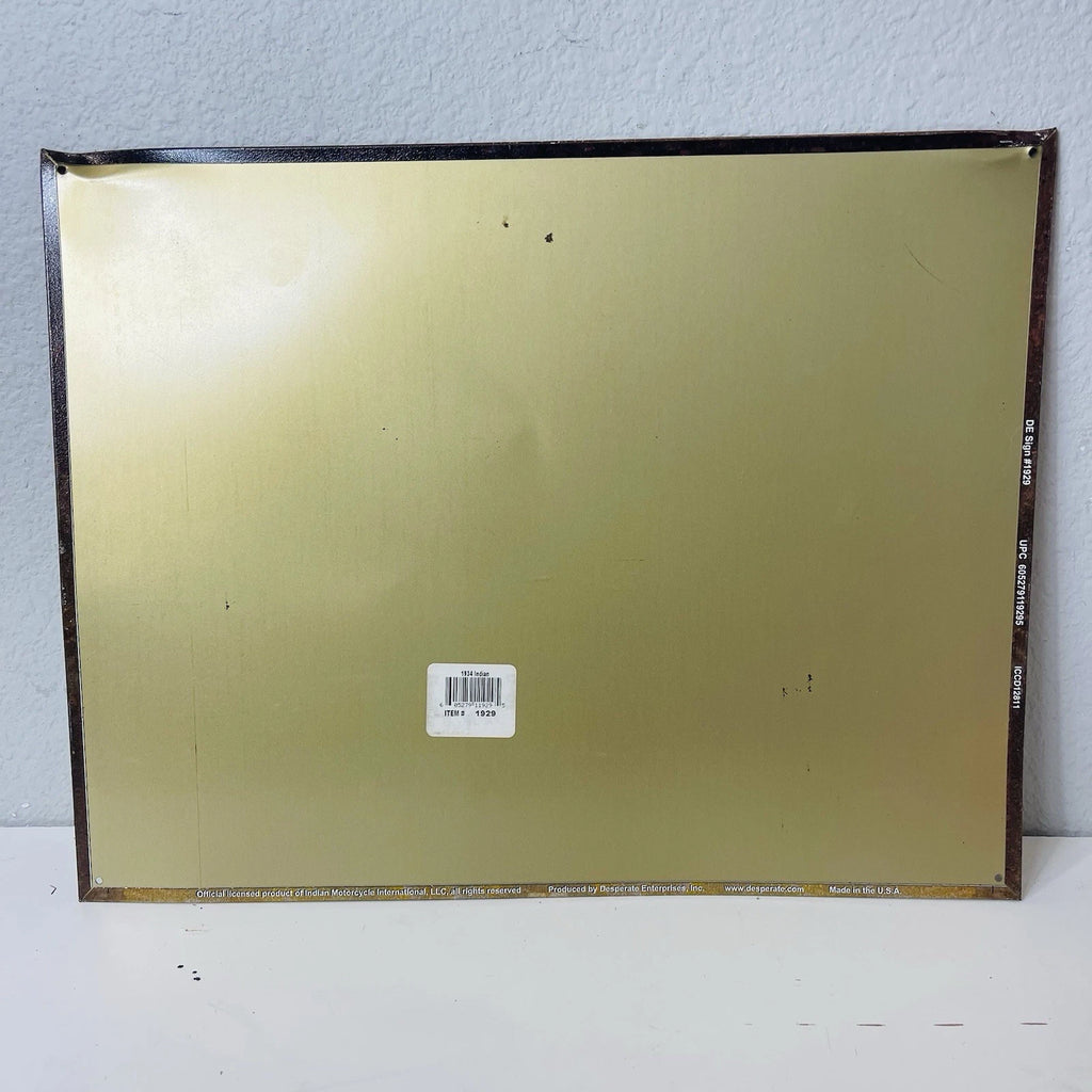 Tin Sign Decorative Sign 1934 Indian Motorcycle Accent Decor
