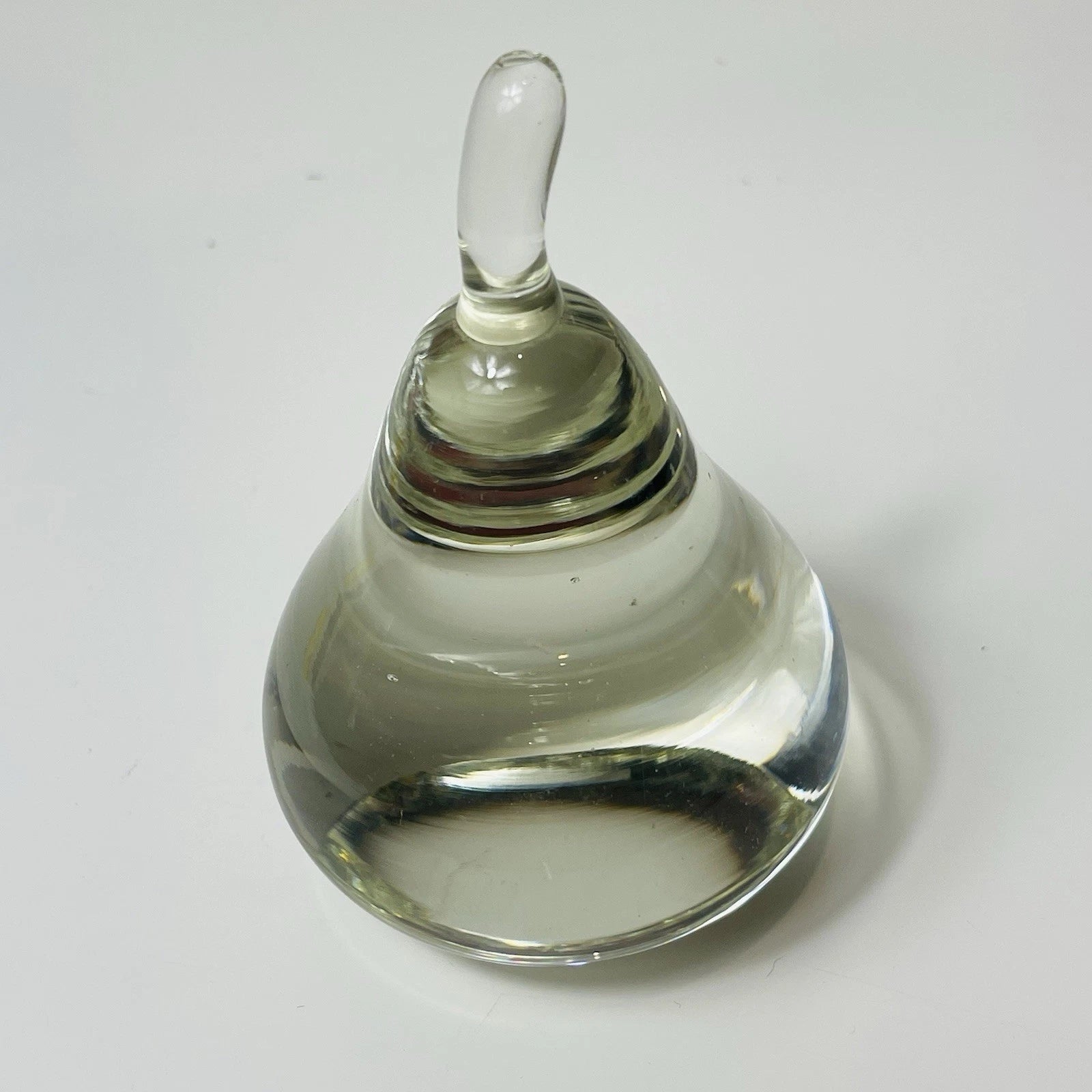 Clear Art Glass Pear: Murano-Style Paperweight for Home Decor, Vintage-Inspired Collectible.