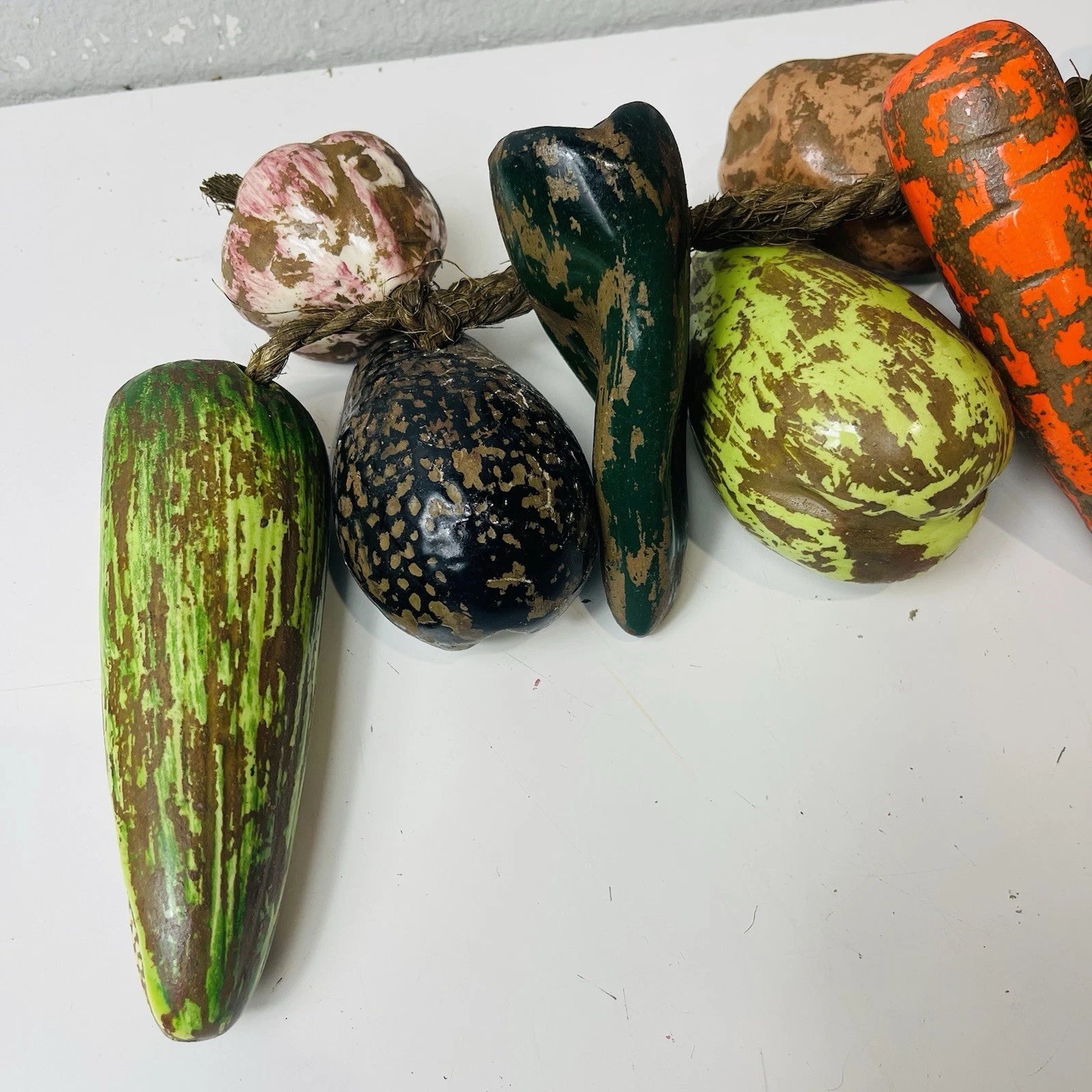 Art Pottery Harvest Garden Vegetables Kitchen Decor Stoneware Set Of 11 Pcs.