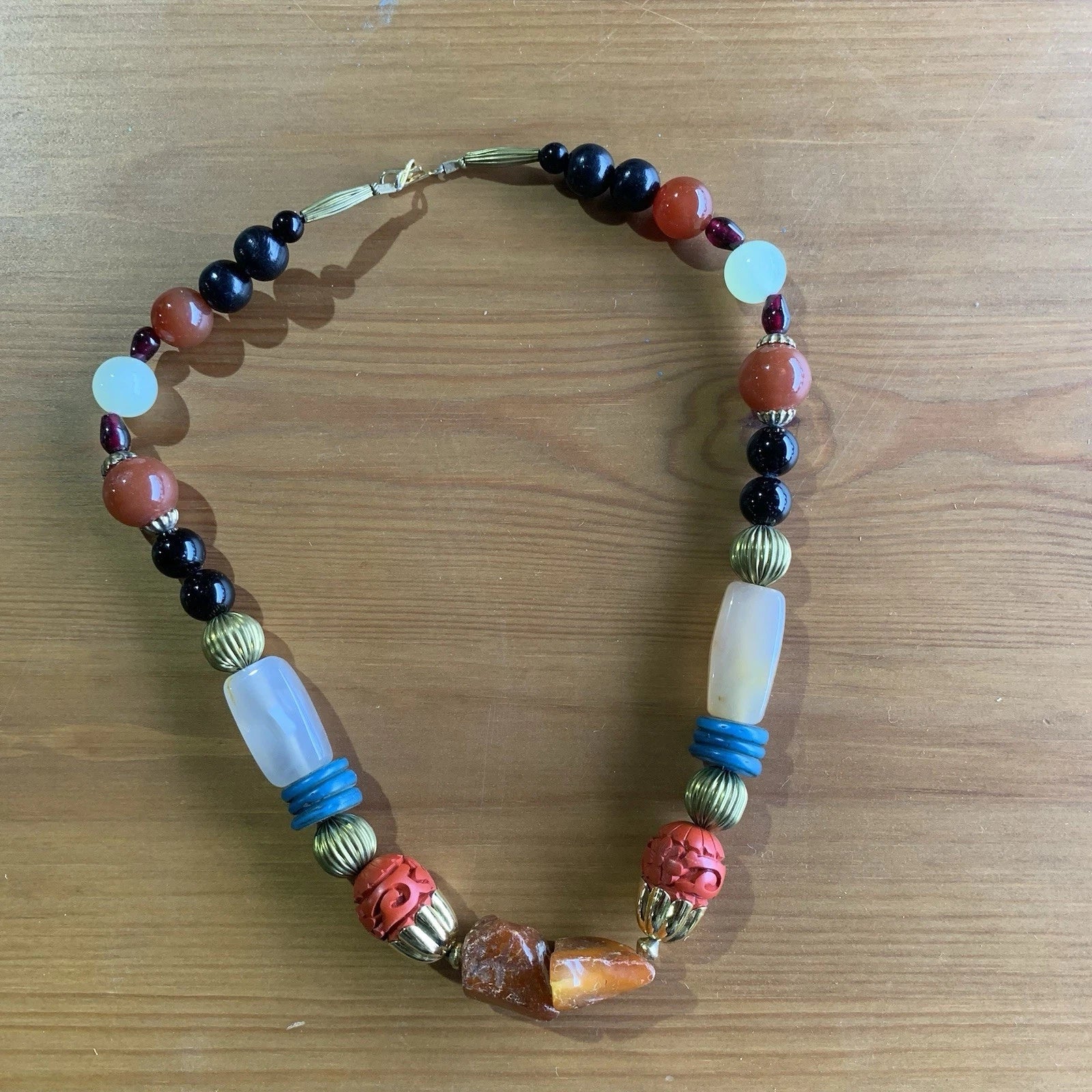 Multicolor Mixed Eclectic Bead Necklace Natural Stones Fashion Jewelry Arts Craf