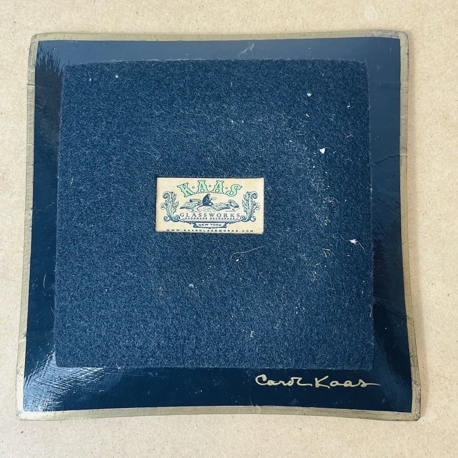 Kaas Glassworks Firefly Zebra Dish - Signed Carol Kaas's Creation.
