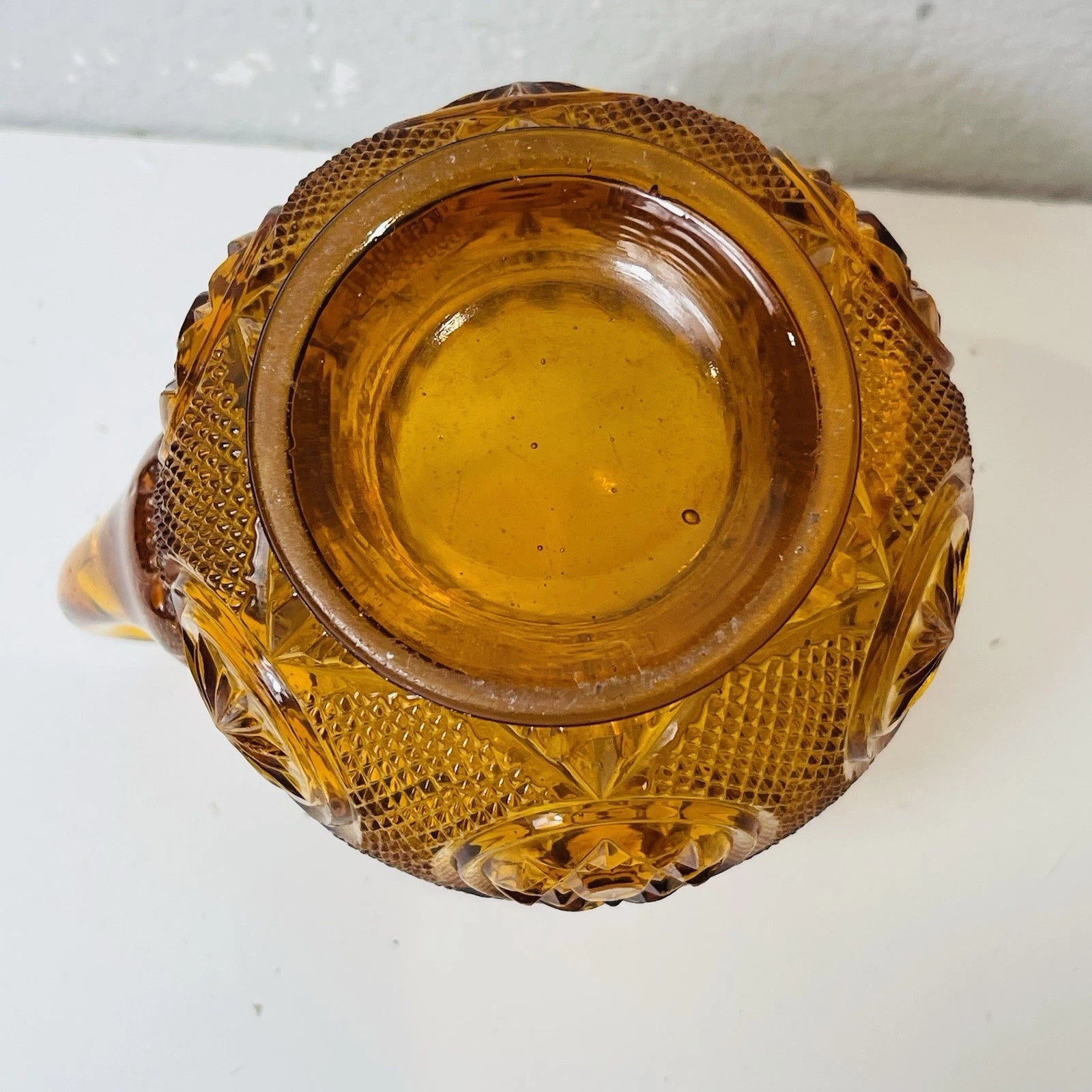Rare Depression Antique Amber Glass Creamer Milk Pitcher For Arts Crafts “As Is”
