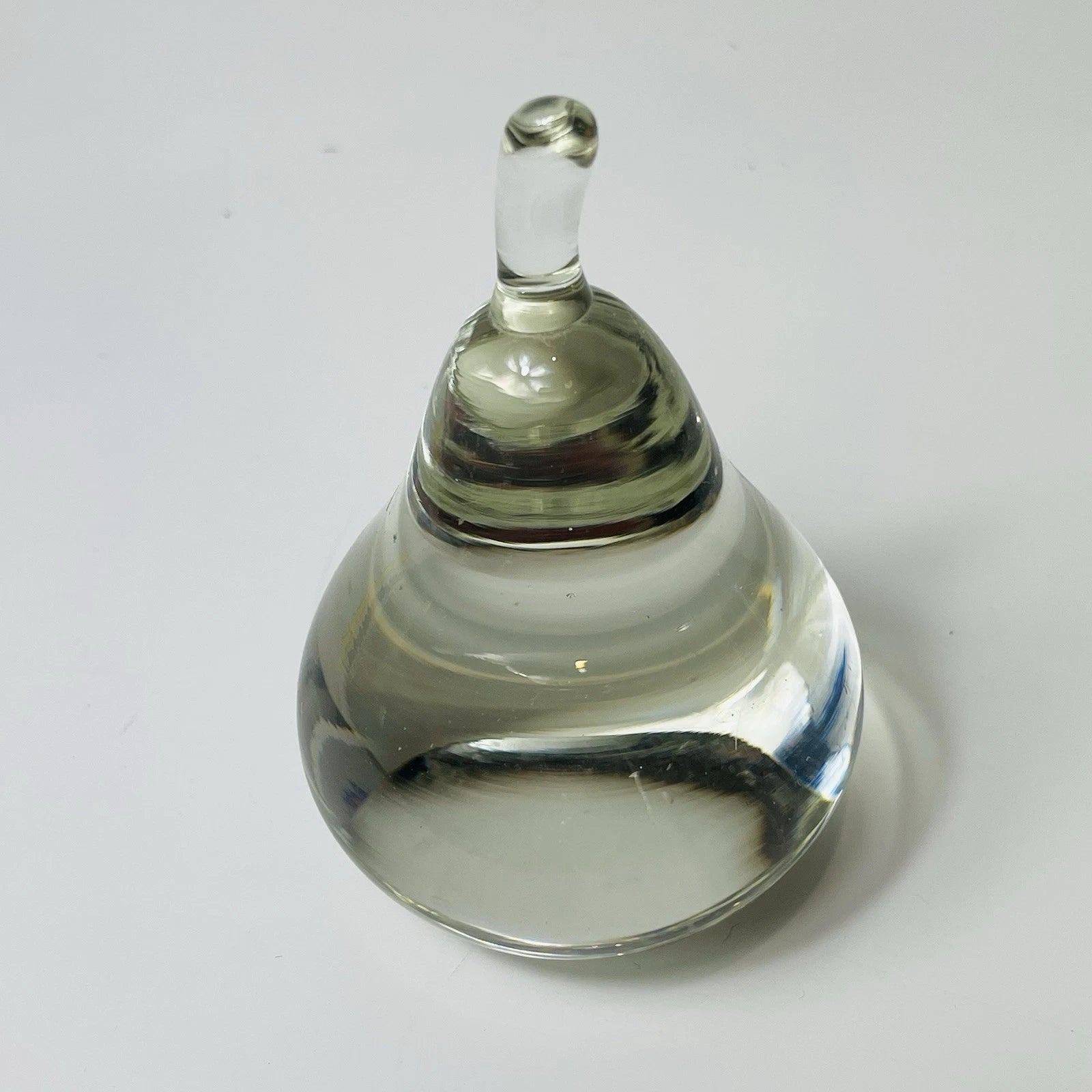 Clear Art Glass Pear: Murano-Style Paperweight for Home Decor, Vintage-Inspired Collectible.