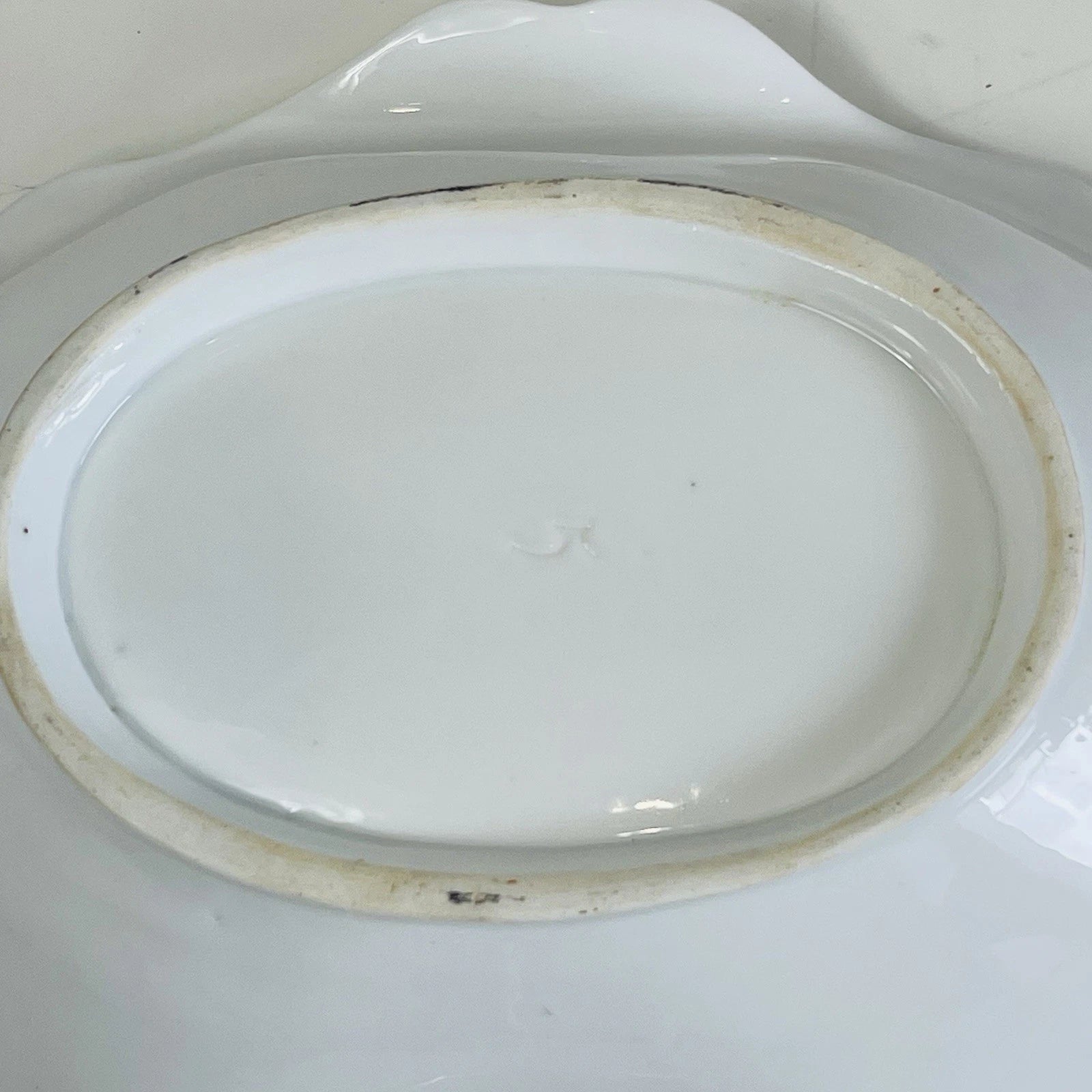 Royal Worcester Style Eve Sham Gold Eared Oval Tray Platter Accent Decorative