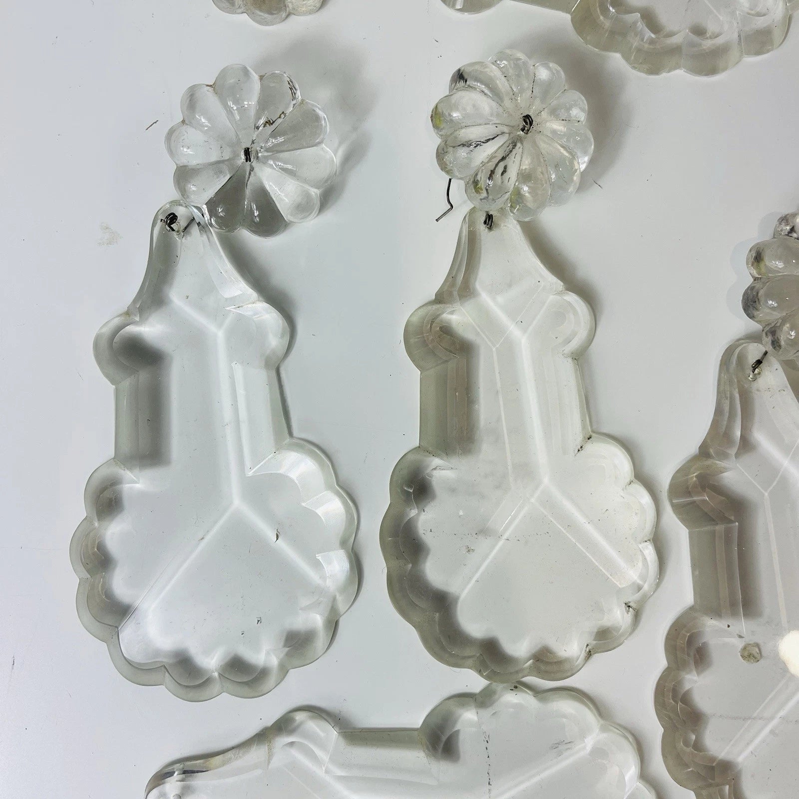 Vintage Assorted Lead Crystal Pendalogue Chandelier, 5-Piece, Antique Quality