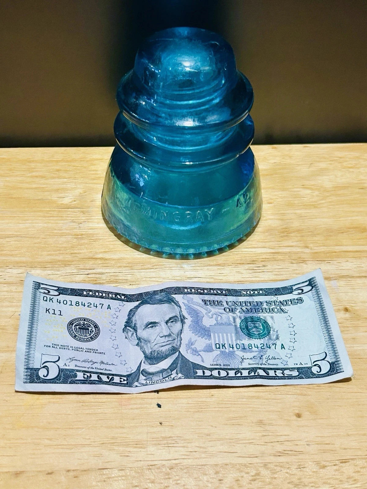 Antique Hemingray #42 Glass Insulator, Aqua, Vintage US Telephone/Telegraph Pole