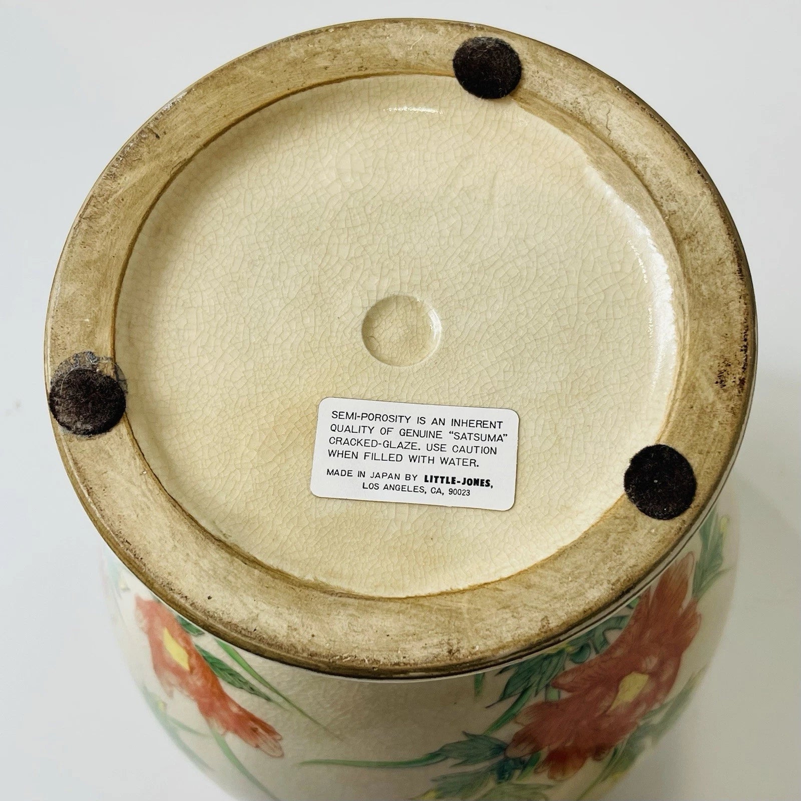 Jarro de gengibre vintage japonês de 14 pol. de altura com tampa de porcelana multicolorido “como está”-