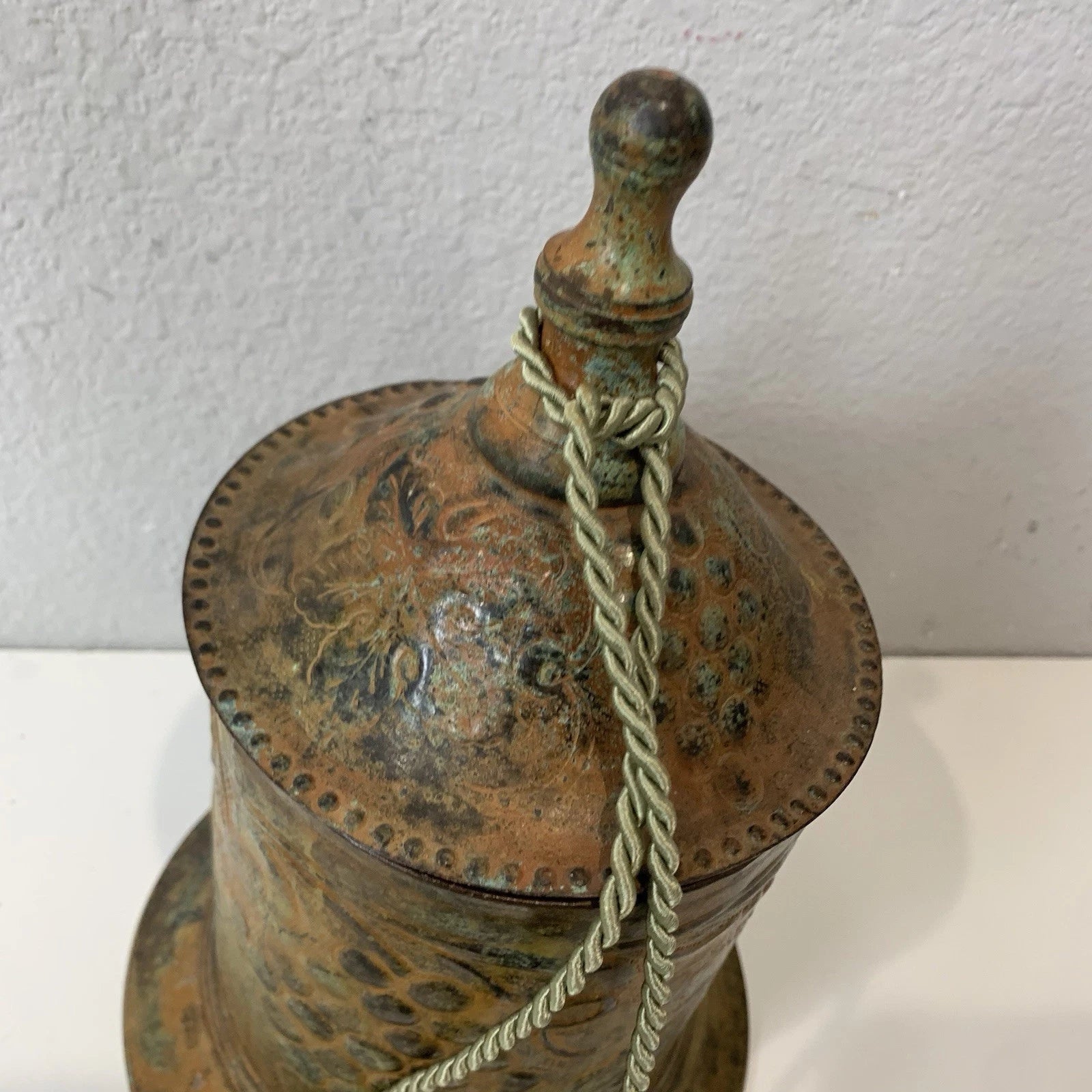 Japanese Style Tea Tin Canister Caddy With Decorative Rope