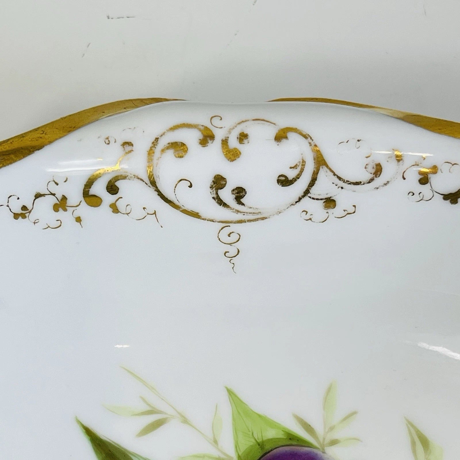 Royal Worcester Style Eve Sham Gold Eared Oval Tray Platter Accent Decorative