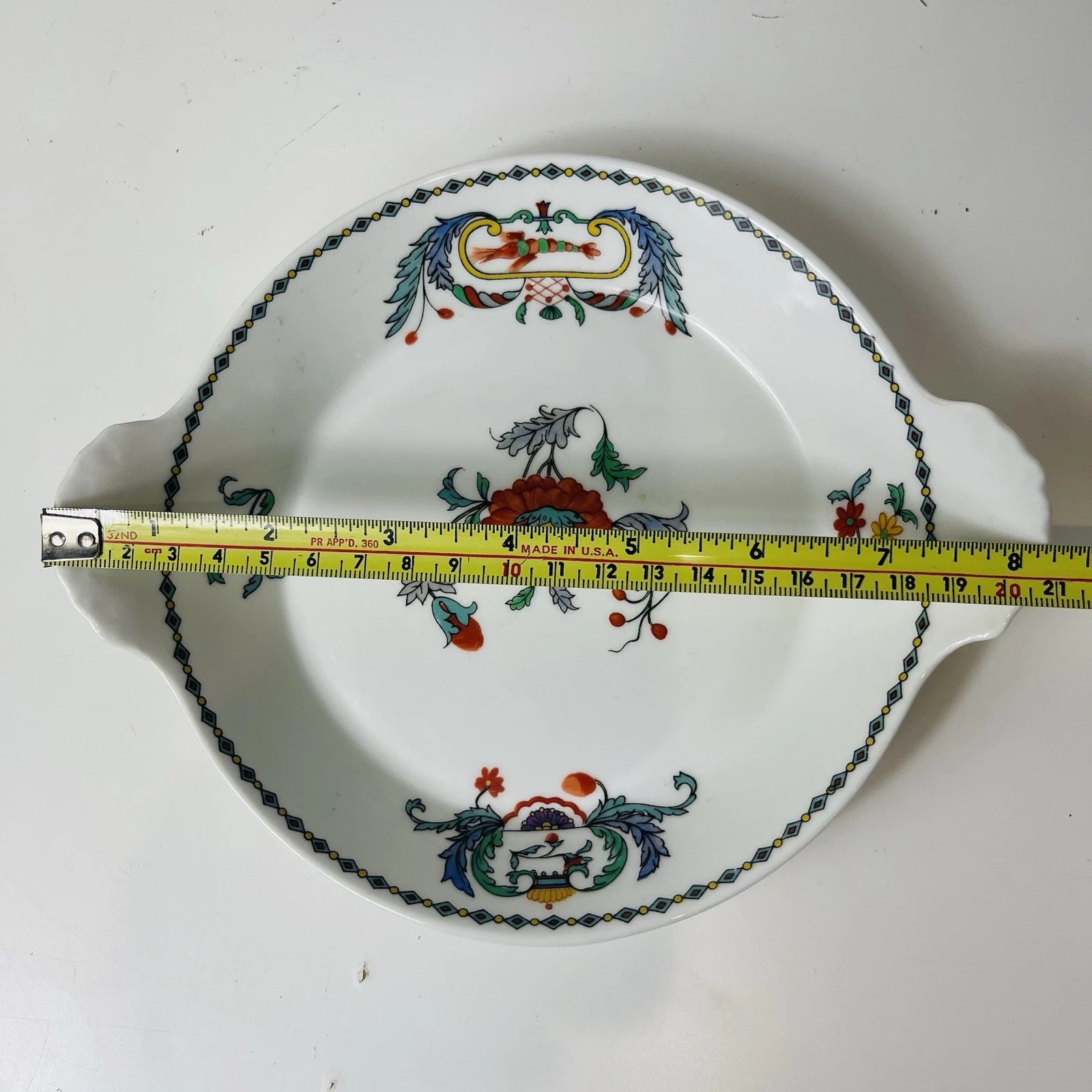 Vintage Porcelaine de Paris Pavot Plate With Handles Multicolor Floral Decor