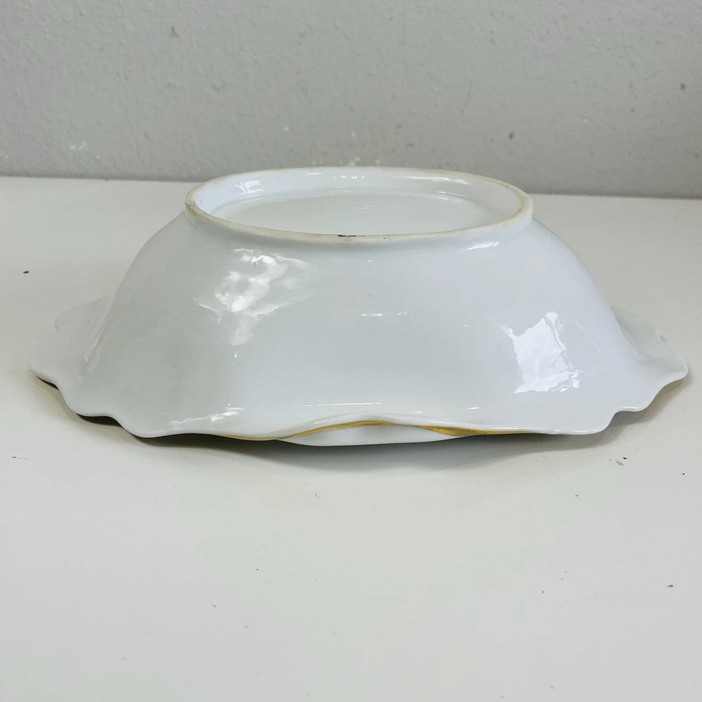 Royal Worcester Style Eve Sham Gold Eared Oval Tray Platter Accent Decorative