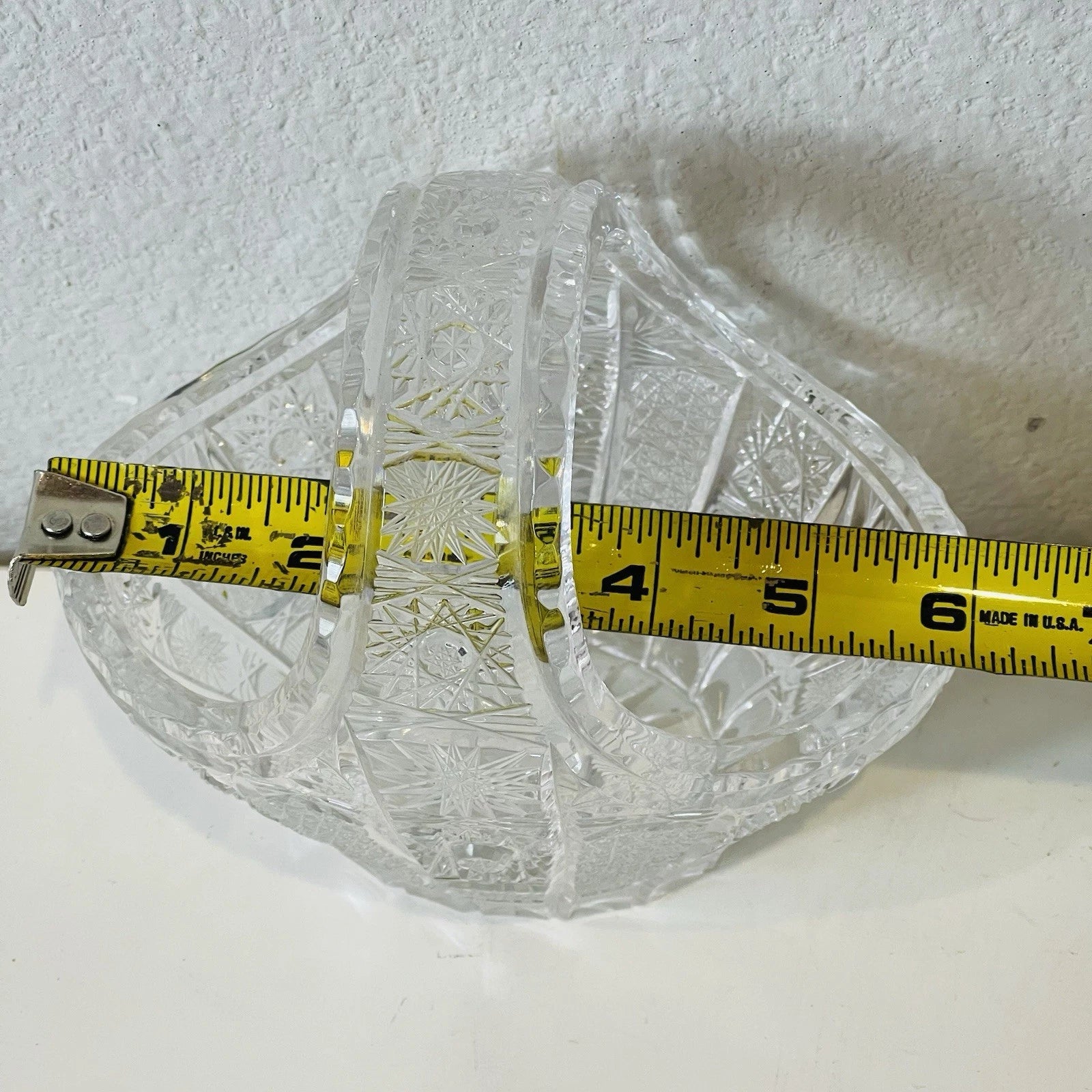 Bohemia Hand Cut Glass Basket - Flower Base - Vintage Home Decor - No Box