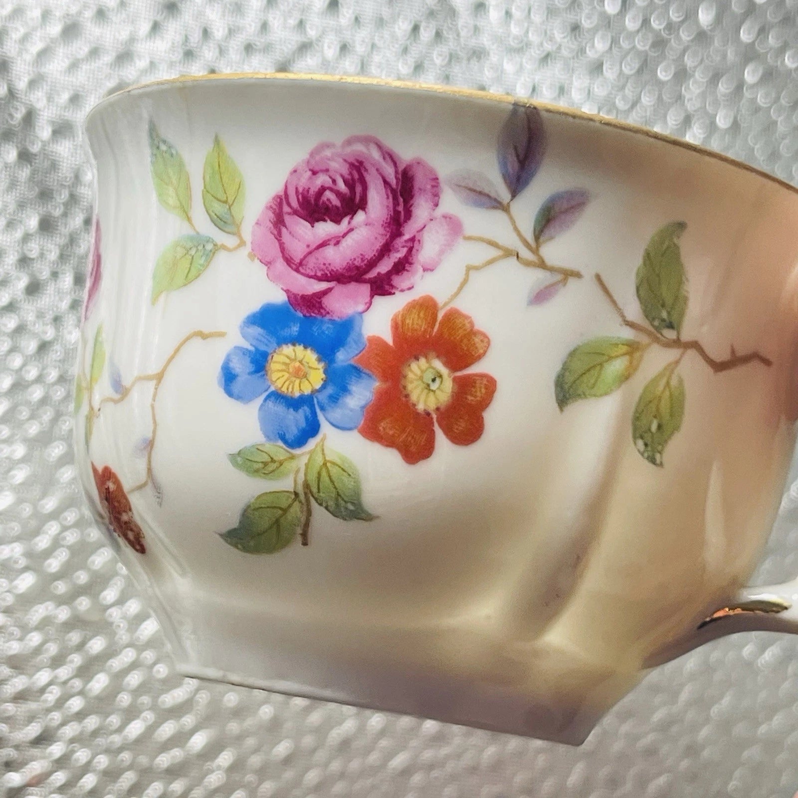 Vintage Bavarian-Style Teacup Set: Pink Roses, Set of 2, German Home Decor.