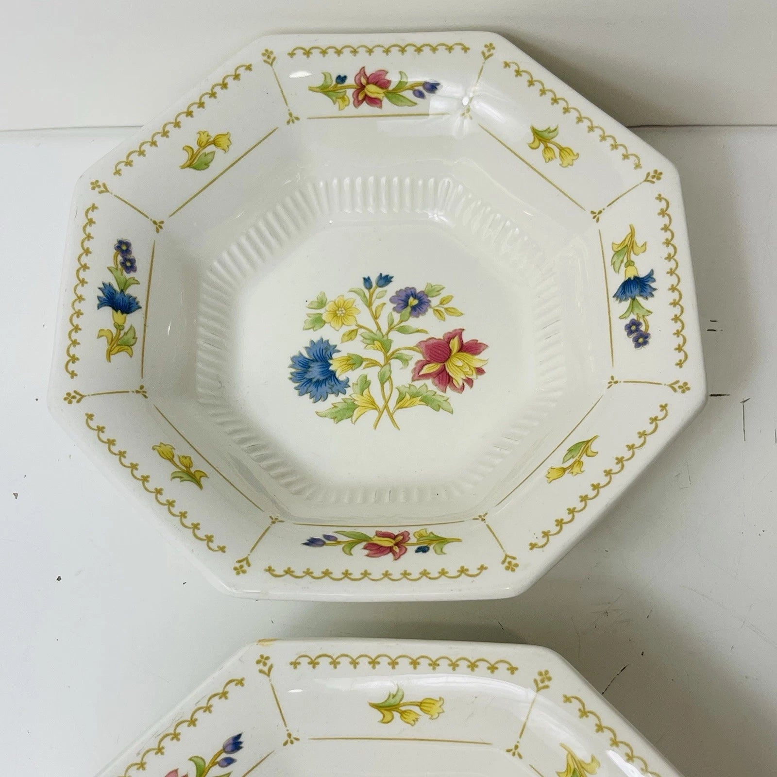 Set Of 2 Nikko Classic Collection Magenta Cereal Bowls Octagon Made Japan