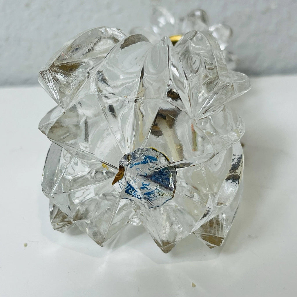 Clear Glass Perfume Bottle with Metal Flower & Rhinestone Pump Accent – Decorative