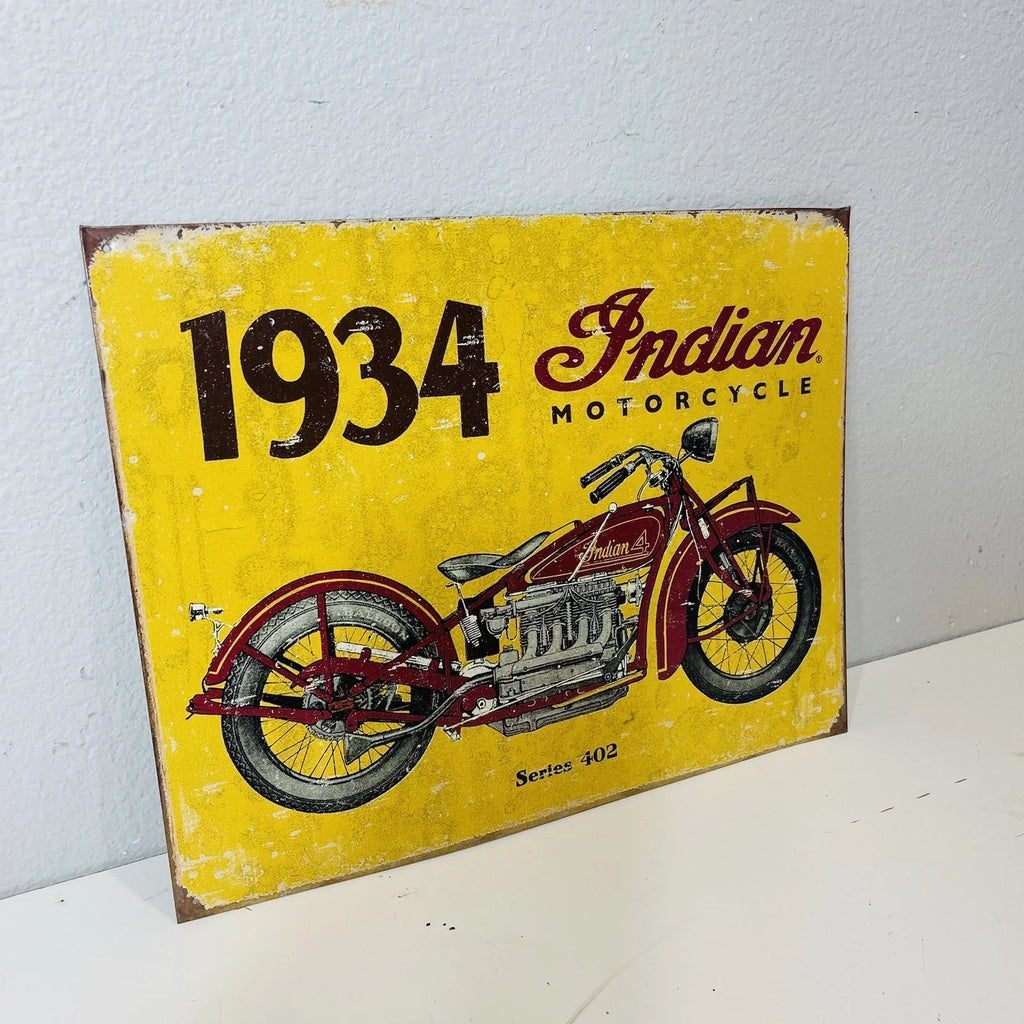 Tin Sign Decorative Sign 1934 Indian Motorcycle Accent Decor