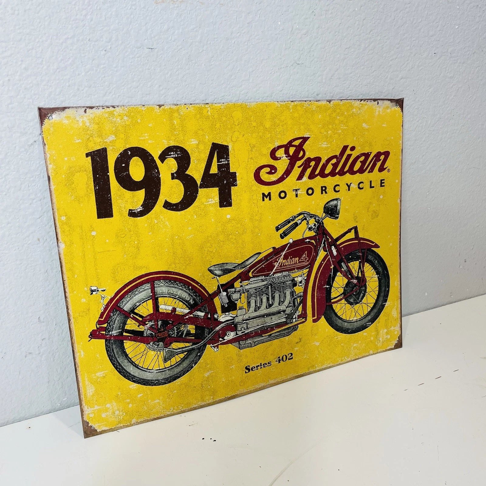 Tin Sign Decorative Sign 1934 Indian Motorcycle Accent Decor