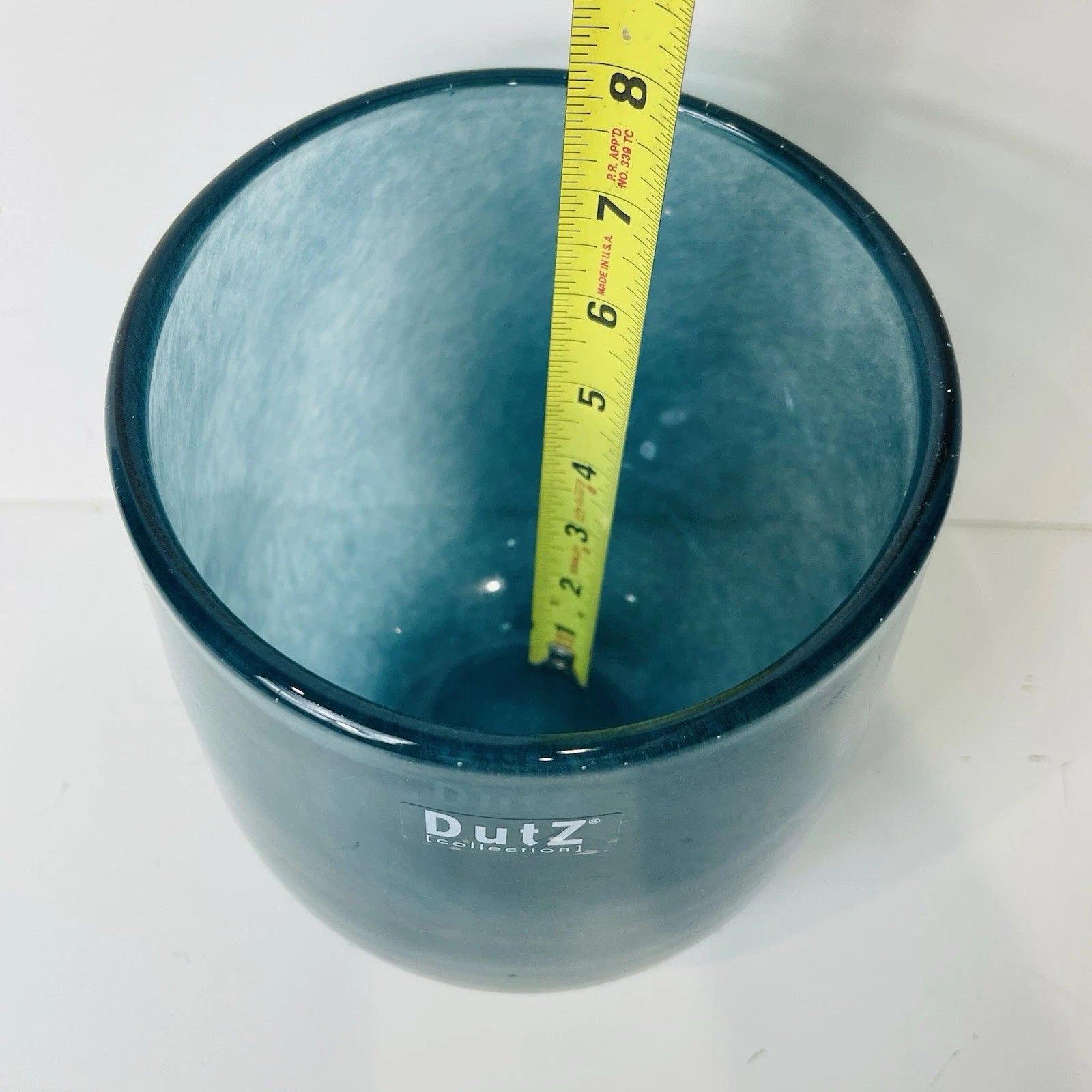 Dutz Mouth Blown Contemporary Turquoise Blue European Studio Art Glass Cup