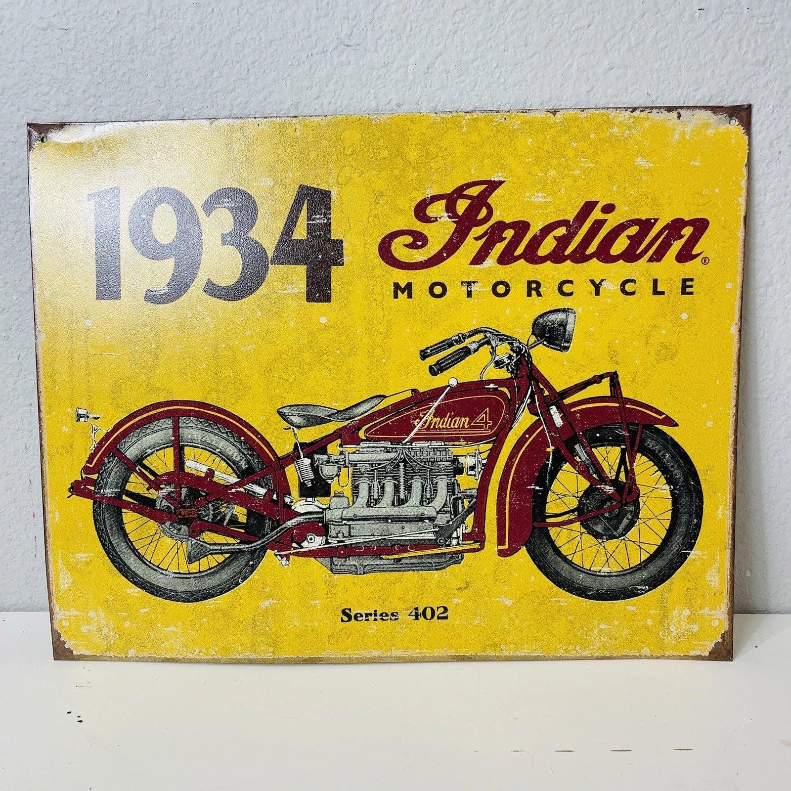 Tin Sign Decorative Sign 1934 Indian Motorcycle Accent Decor