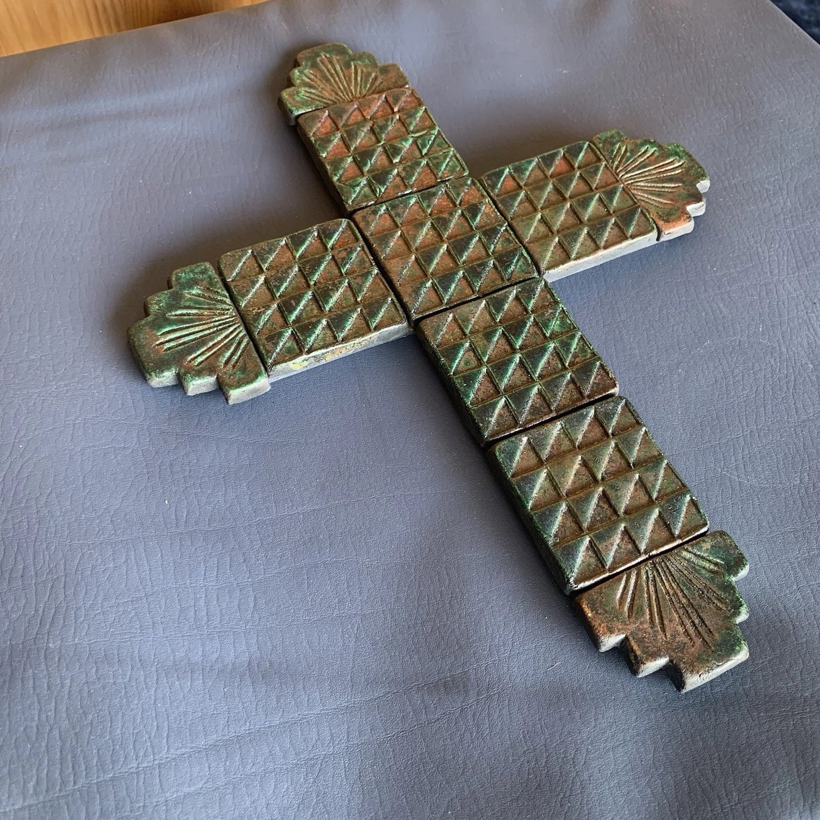 Religious Cross Wall Decor Metallic Wood
