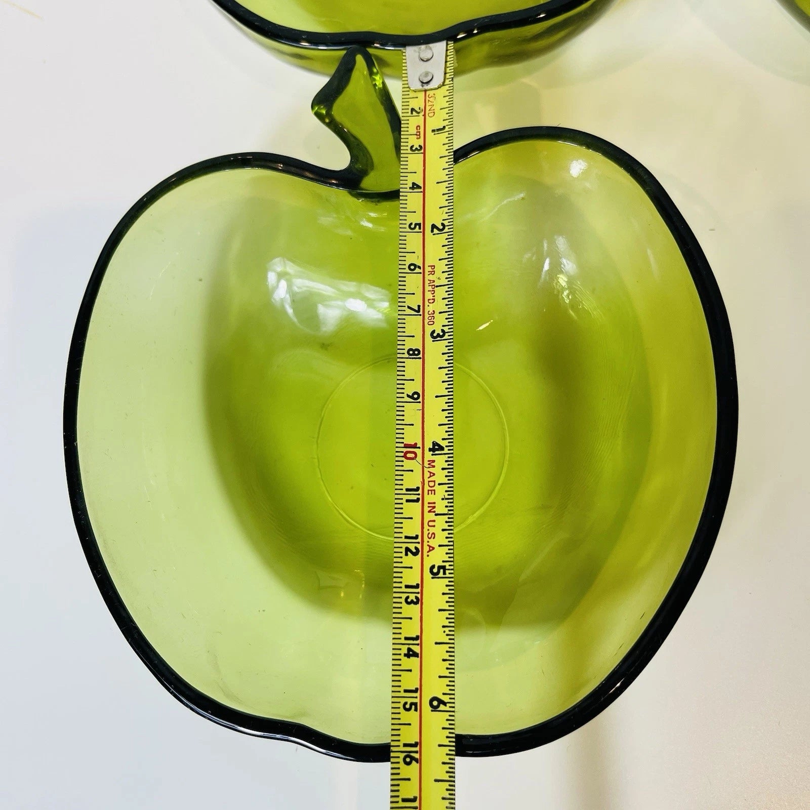 Vintage Green Apple Glass Bowls Accent Appetizer Small Serving Set Of 7 Plates