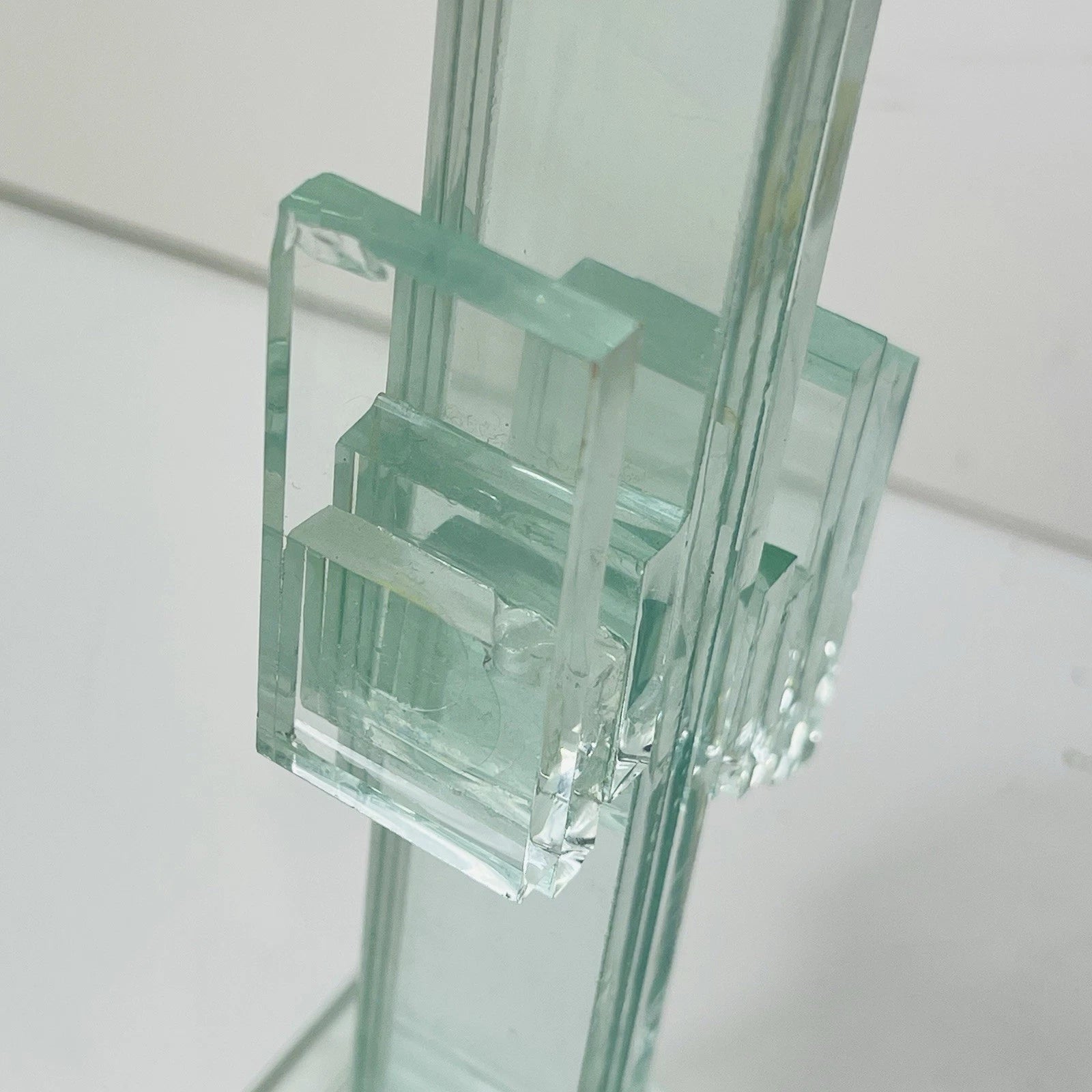 Stacked Art Glass Clear Cactus Figurine Sculpture Southwest Folk Art Statue Deco